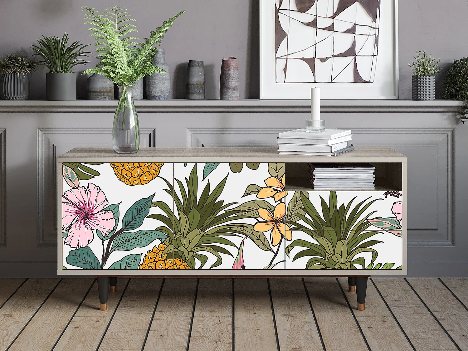 Meuble TV - 125х56х41 cm - T7 - Estival Fruit, Sable