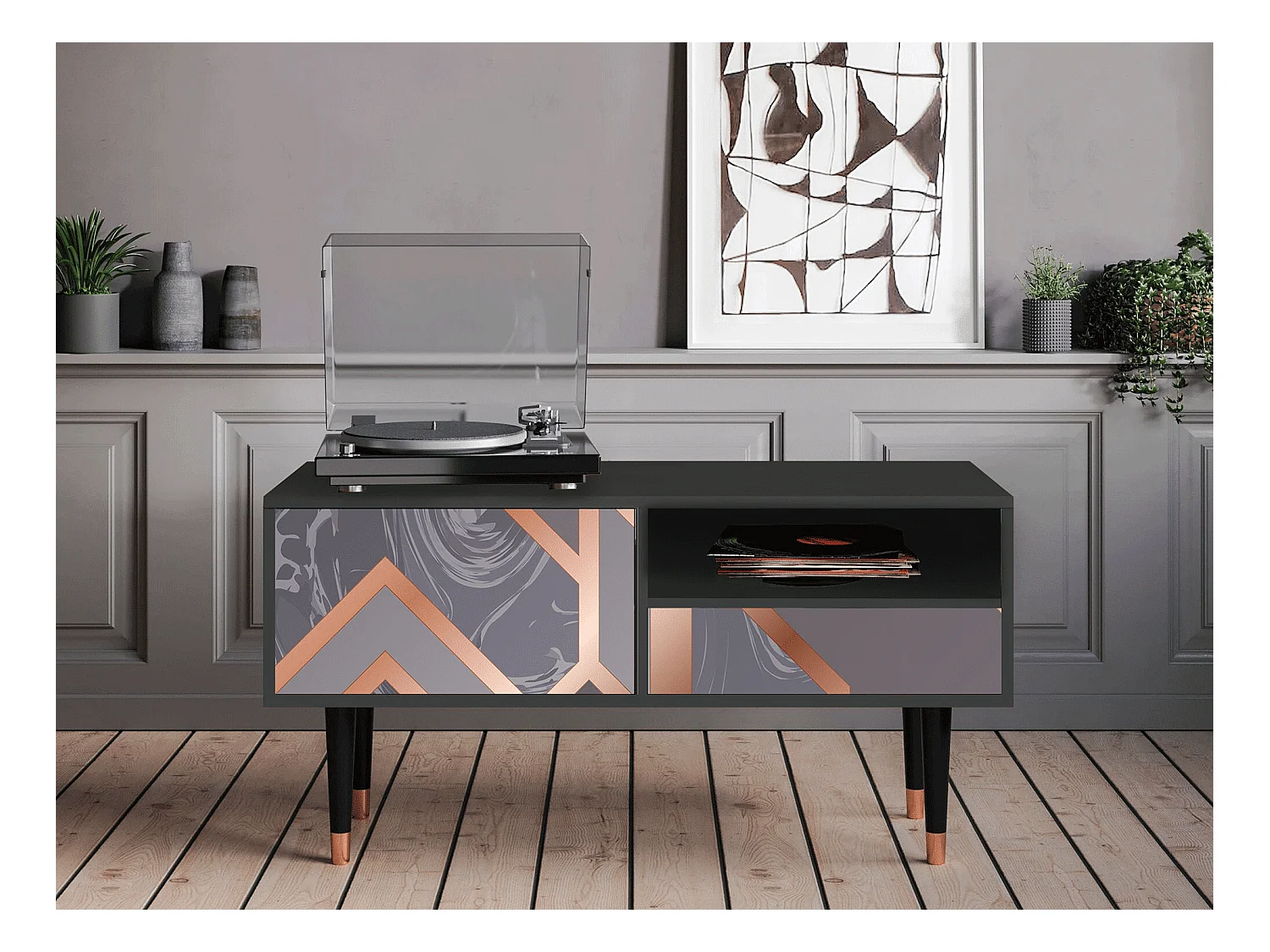 Mobile TV - 115х59х48 cm - T3 - Taupe Anatomy, Antracite