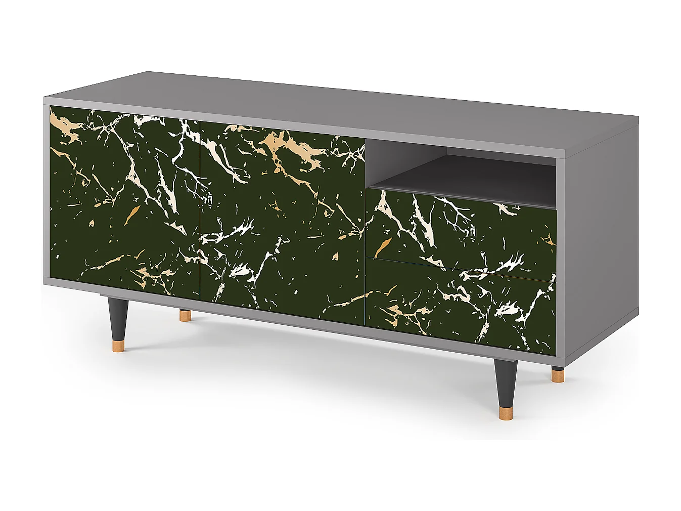 Meuble TV - 125х56х41 cm - T7 - Amazon Forest, Gris