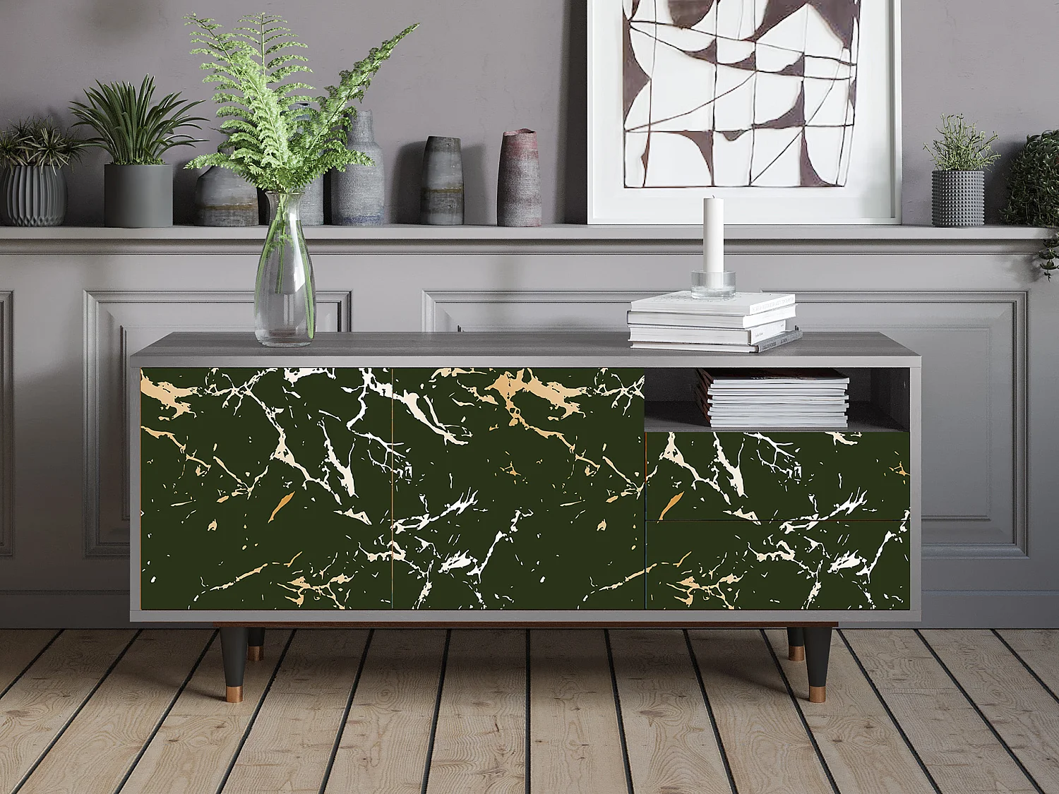 TV-Möbel - 125х56х41 cm - T7 - Amazon Forest, Grau