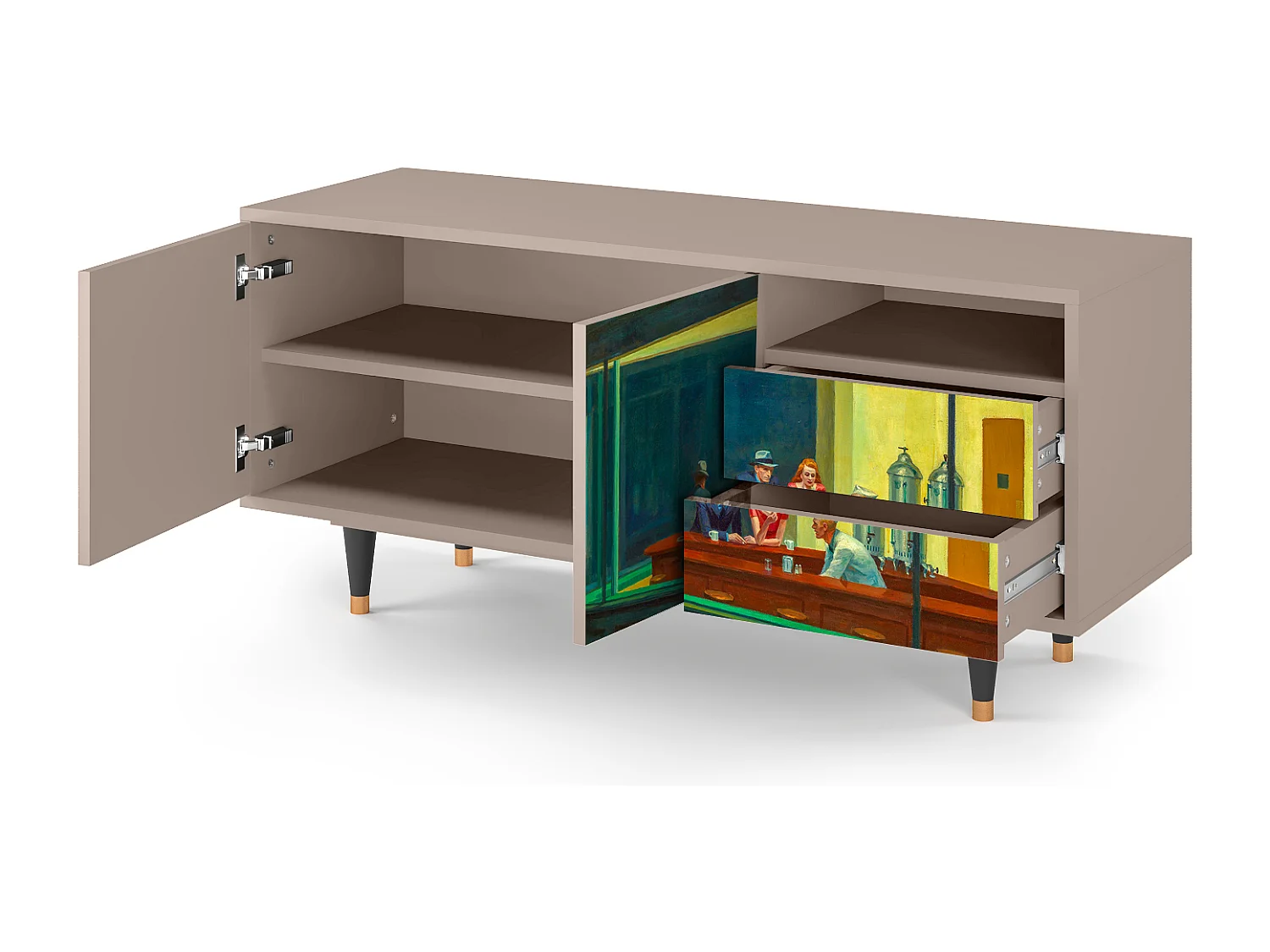 TV-meubel - 125х56х41 cm - T7 - Nighthawks by Hopper, Latte