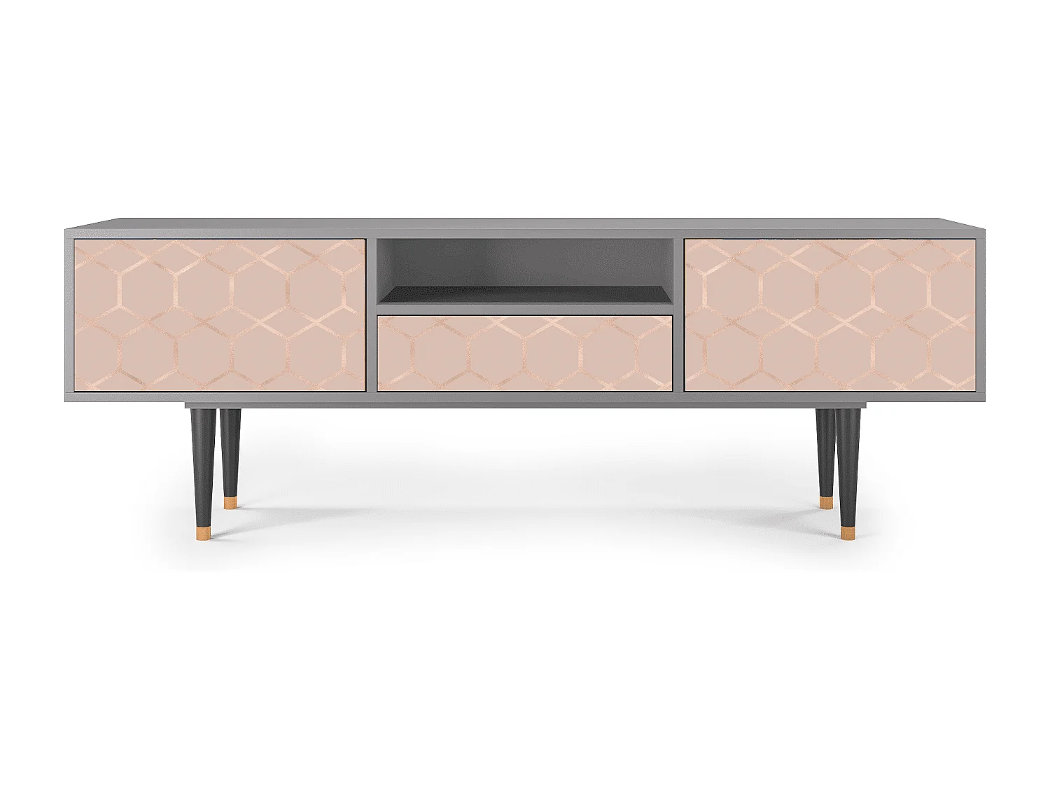 Mueble de TV - 170х59х41 cm - T6 - Rose Honeycomb, Cinza