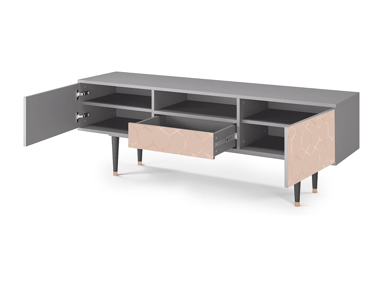 Mueble de TV - 170х59х41 cm - T6 - Rose Honeycomb, Cinza