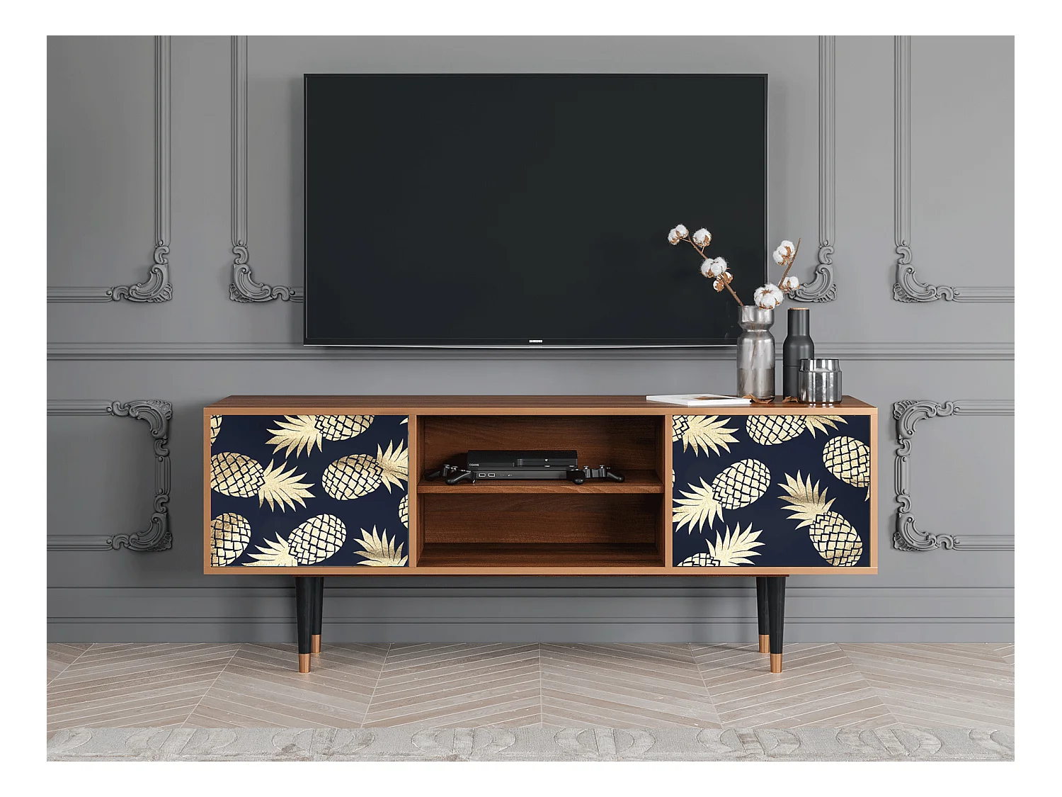 Mobile TV - 170х69х48 cm - T2 - Sunny Pineaple, Noce
