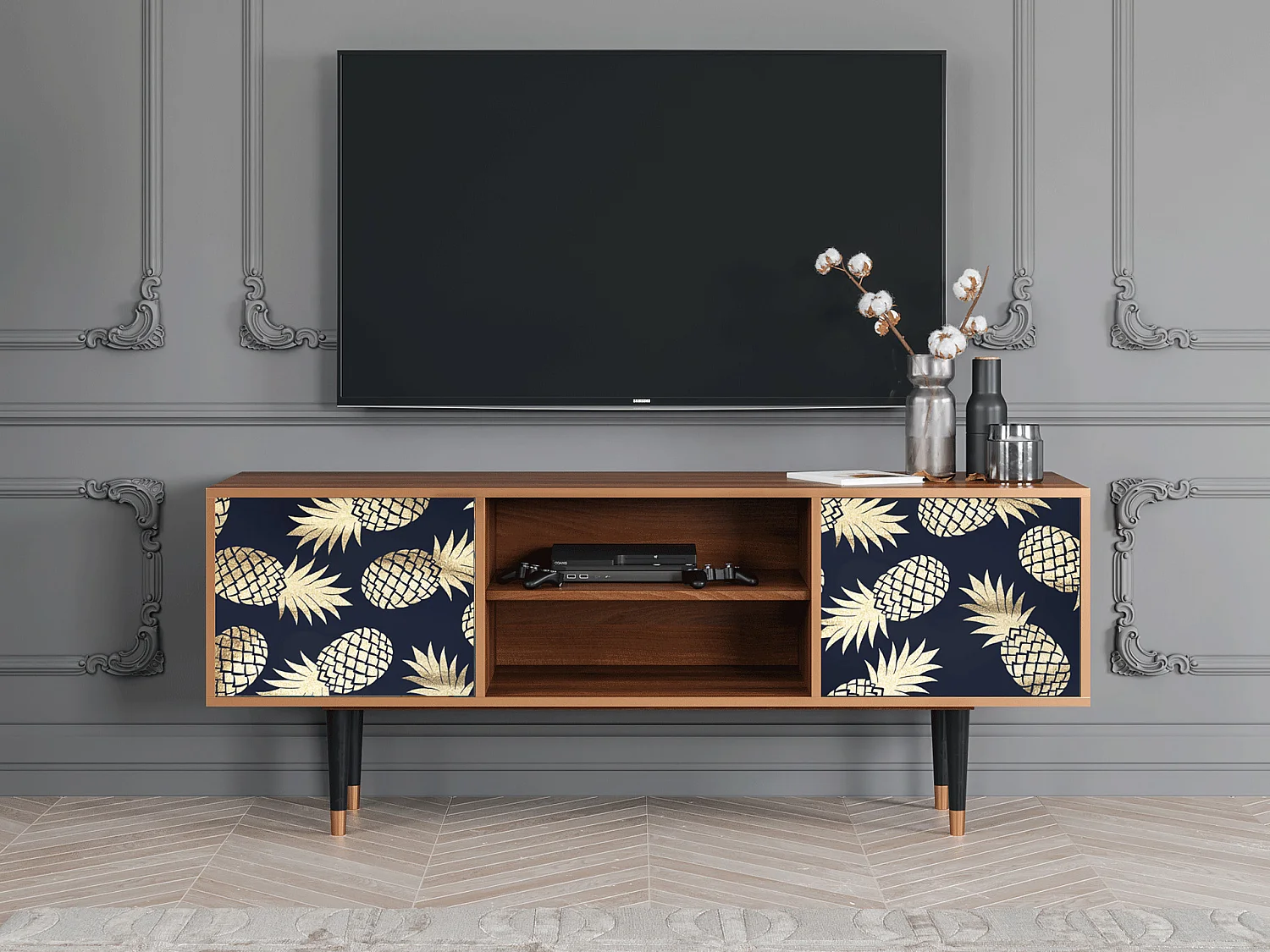 Mueble de TV - 170х69х48 cm - T2 - Sunny Pineaple, Nogueira