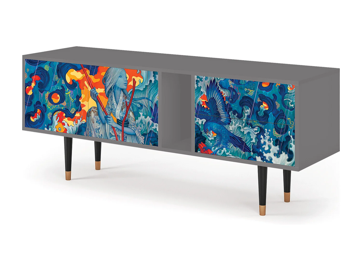 TV-meubel - 170х69х48 cm - T1 - The Girl - James Jean, Grijs