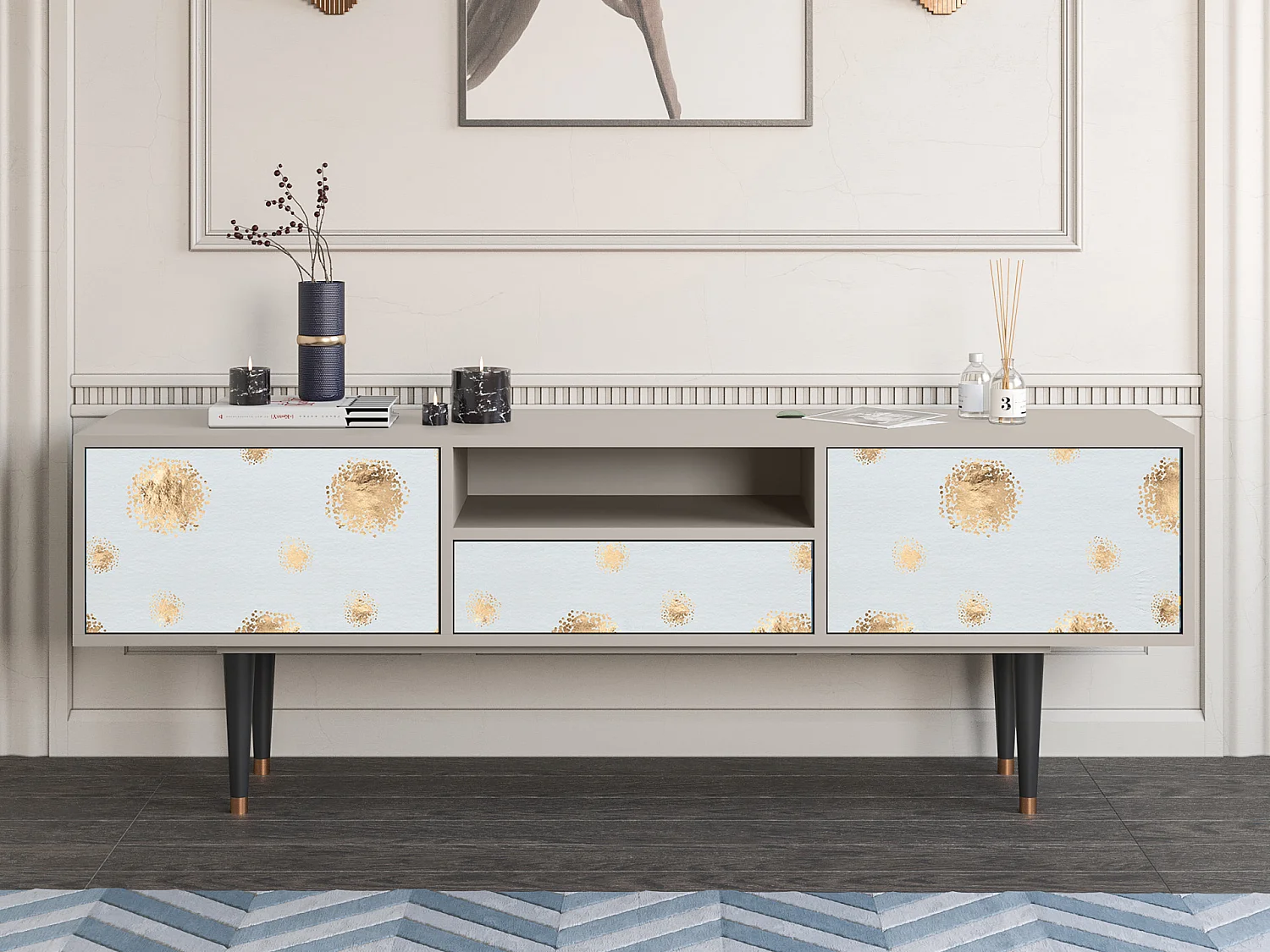 Meuble TV - 170х59х41 cm - T6 - Sky Latte, Sable