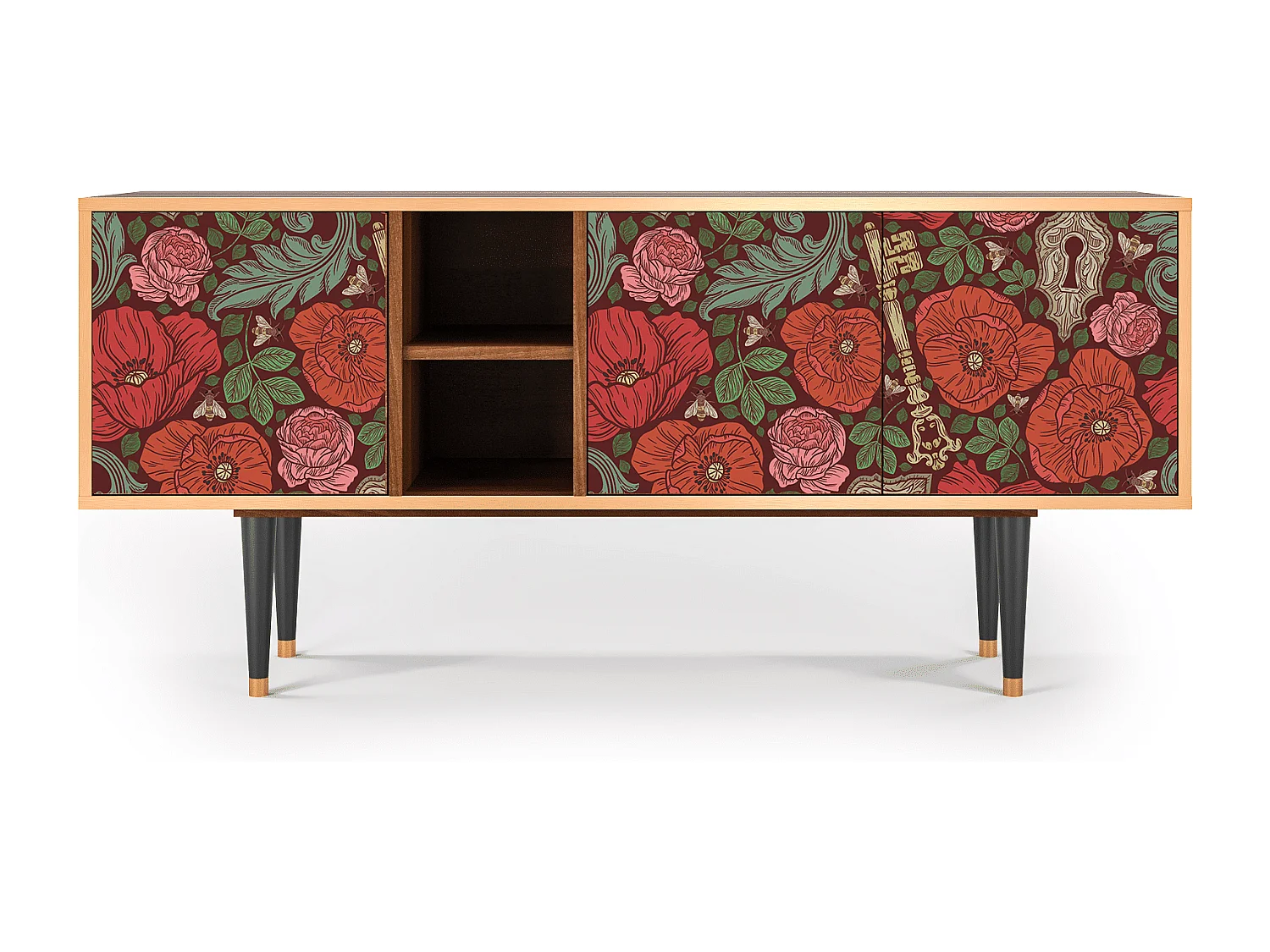 Mobile TV - 150х69х41 cm - T5 - Poppy Garden, Noce