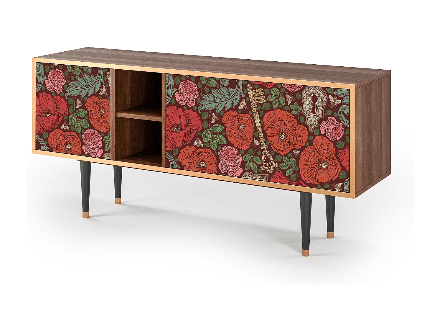 Mobile TV - 150х69х41 cm - T5 - Poppy Garden, Noce