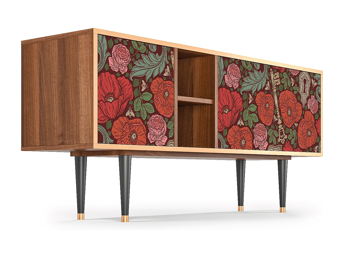 Mobile TV - 150х69х41 cm - T5 - Poppy Garden, Noce