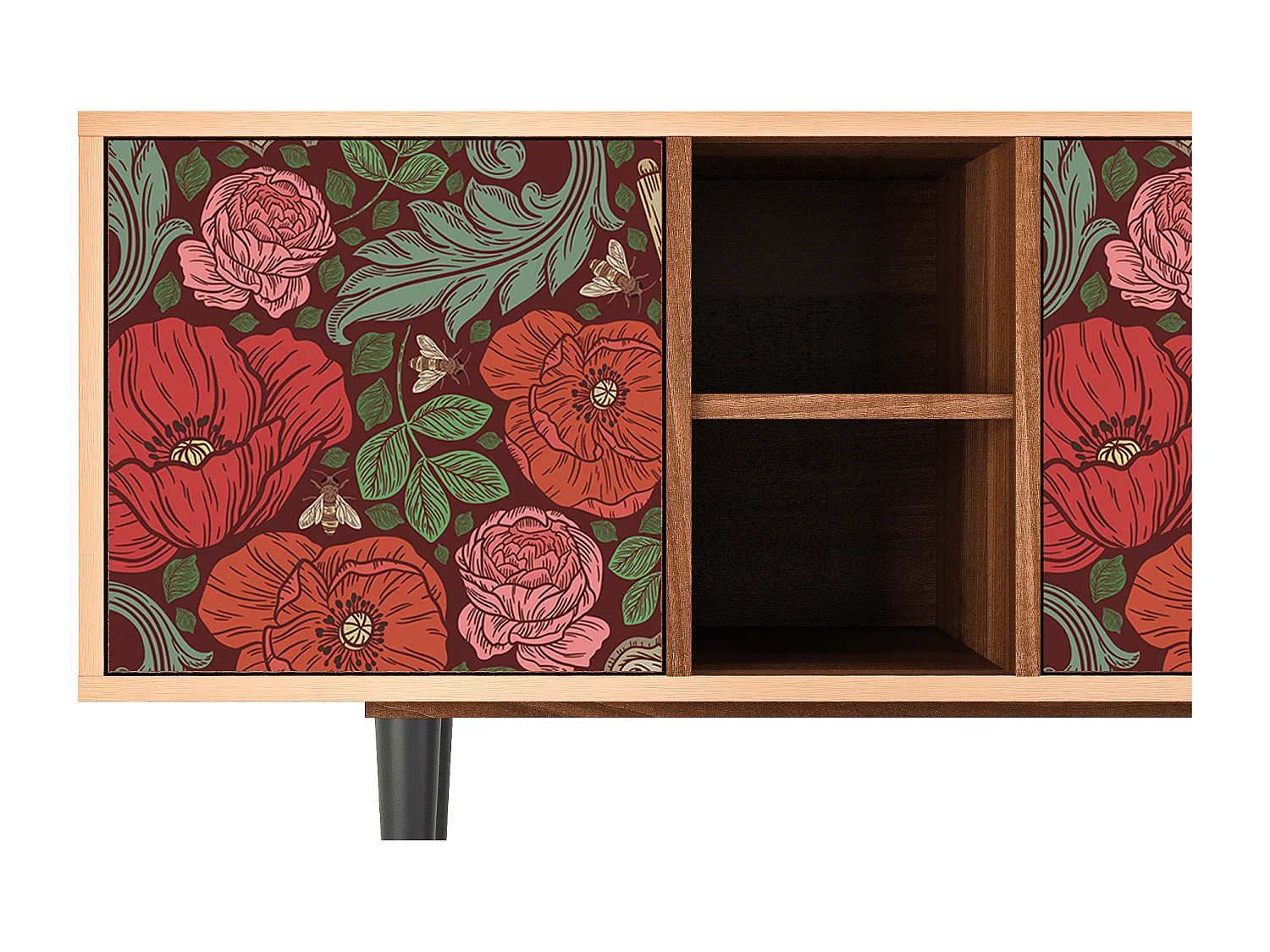 Mobile TV - 150х69х41 cm - T5 - Poppy Garden, Noce