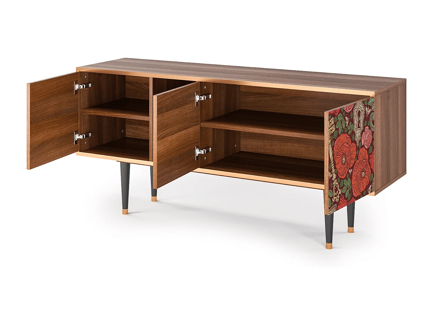 Mobile TV - 150х69х41 cm - T5 - Poppy Garden, Noce