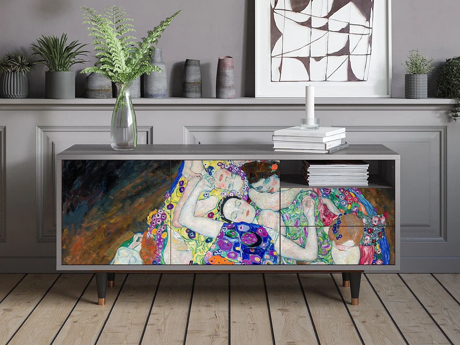 Meuble TV - 125х56х41 cm - T7 - The Maiden by Klimt, Gris