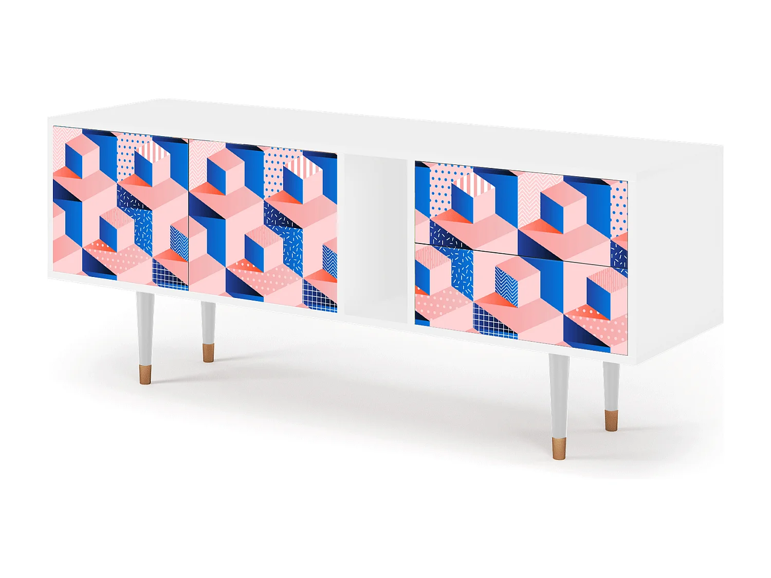 TV-meubel - 170х69х48 cm - T1 - Pinky Squares, Wit