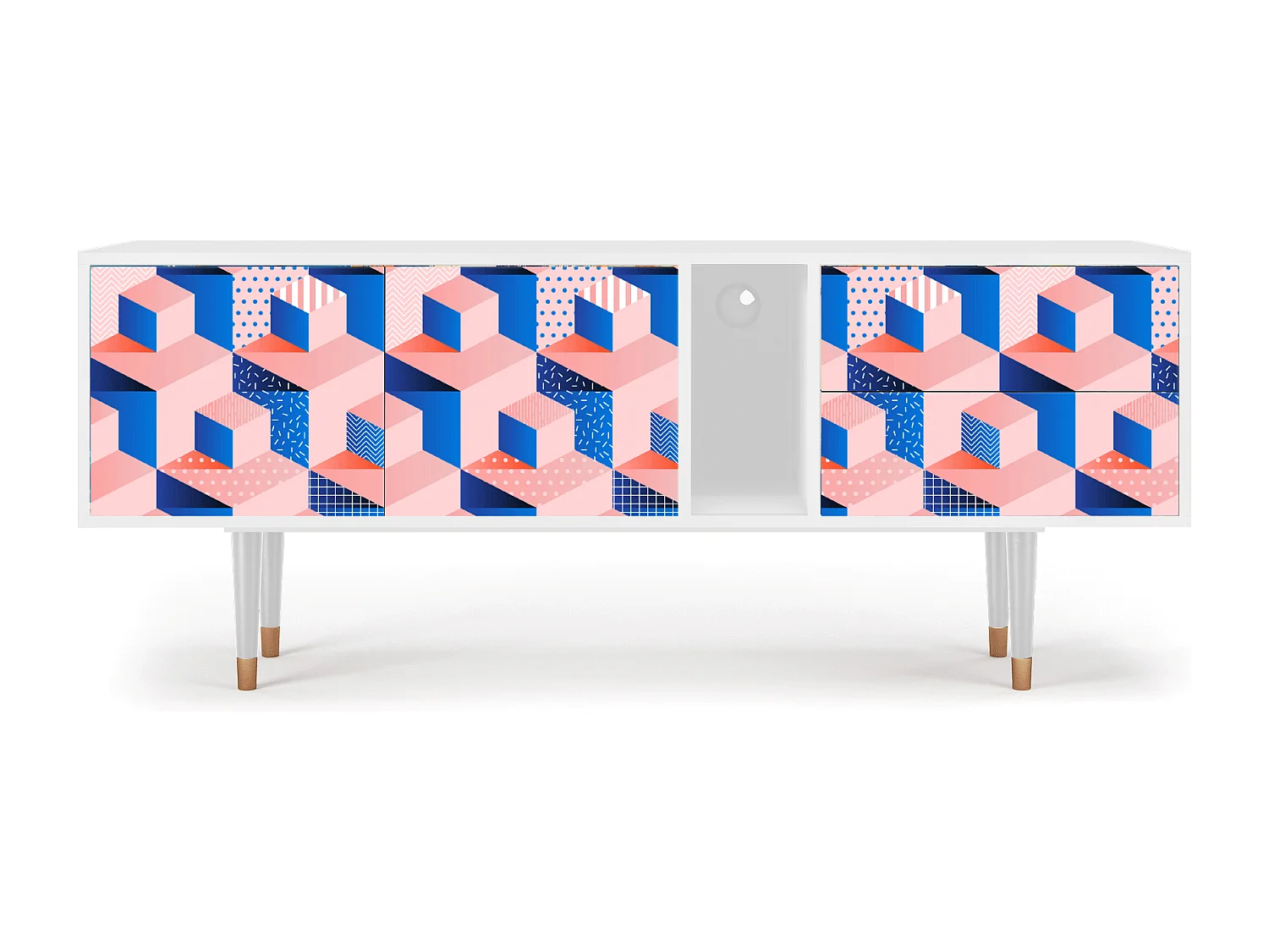 Szafka RTV - 170х69х48 cm - T1 - Pinky Squares, Biały