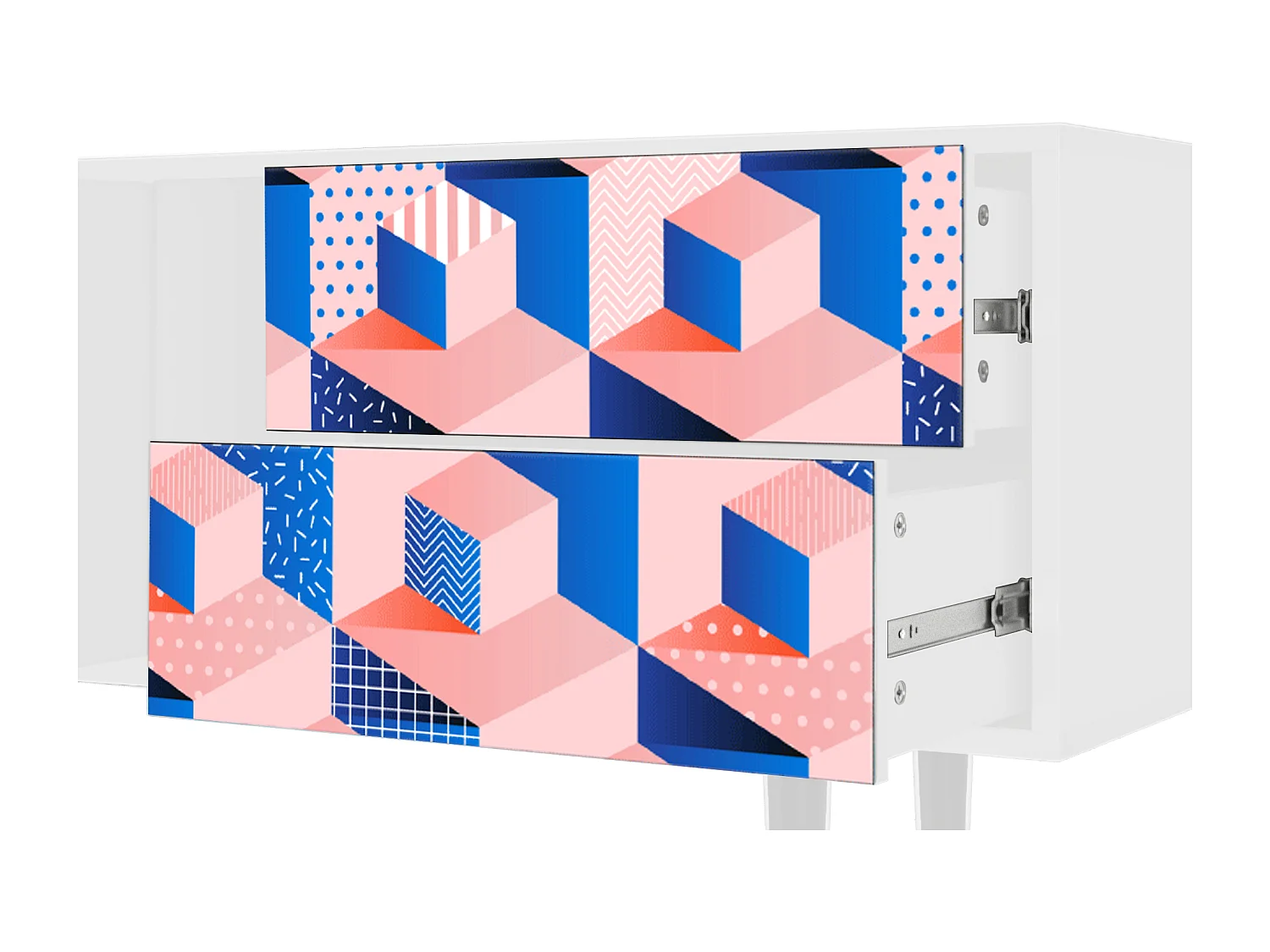 Szafka RTV - 170х69х48 cm - T1 - Pinky Squares, Biały