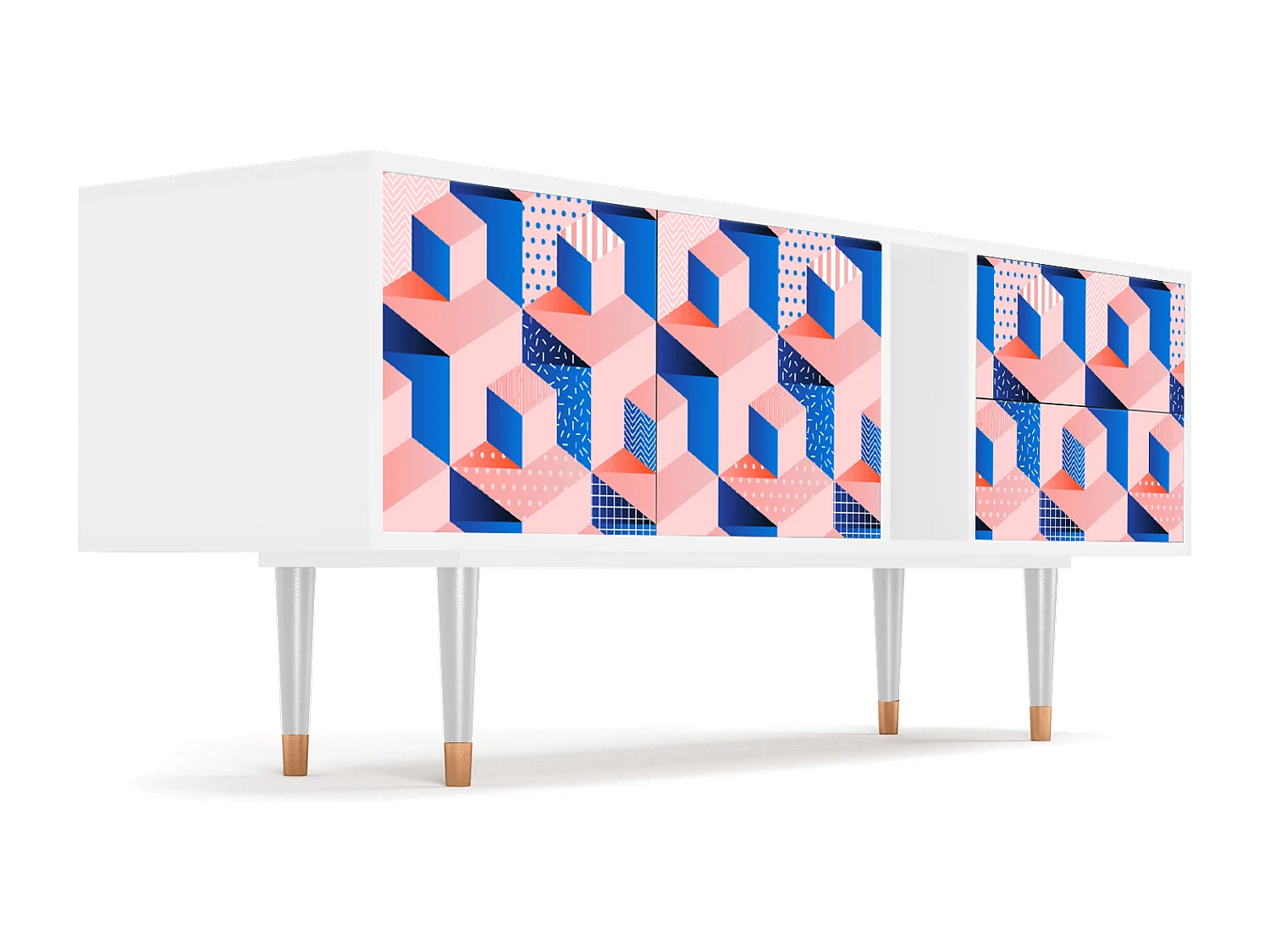 Meuble TV - 170х69х48 cm - T1 - Pinky Squares, Blanc