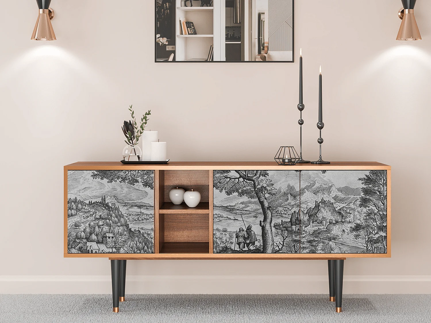 Meuble TV - 150х69х41 cm - T5 - Milites Requiescentes, Noyer