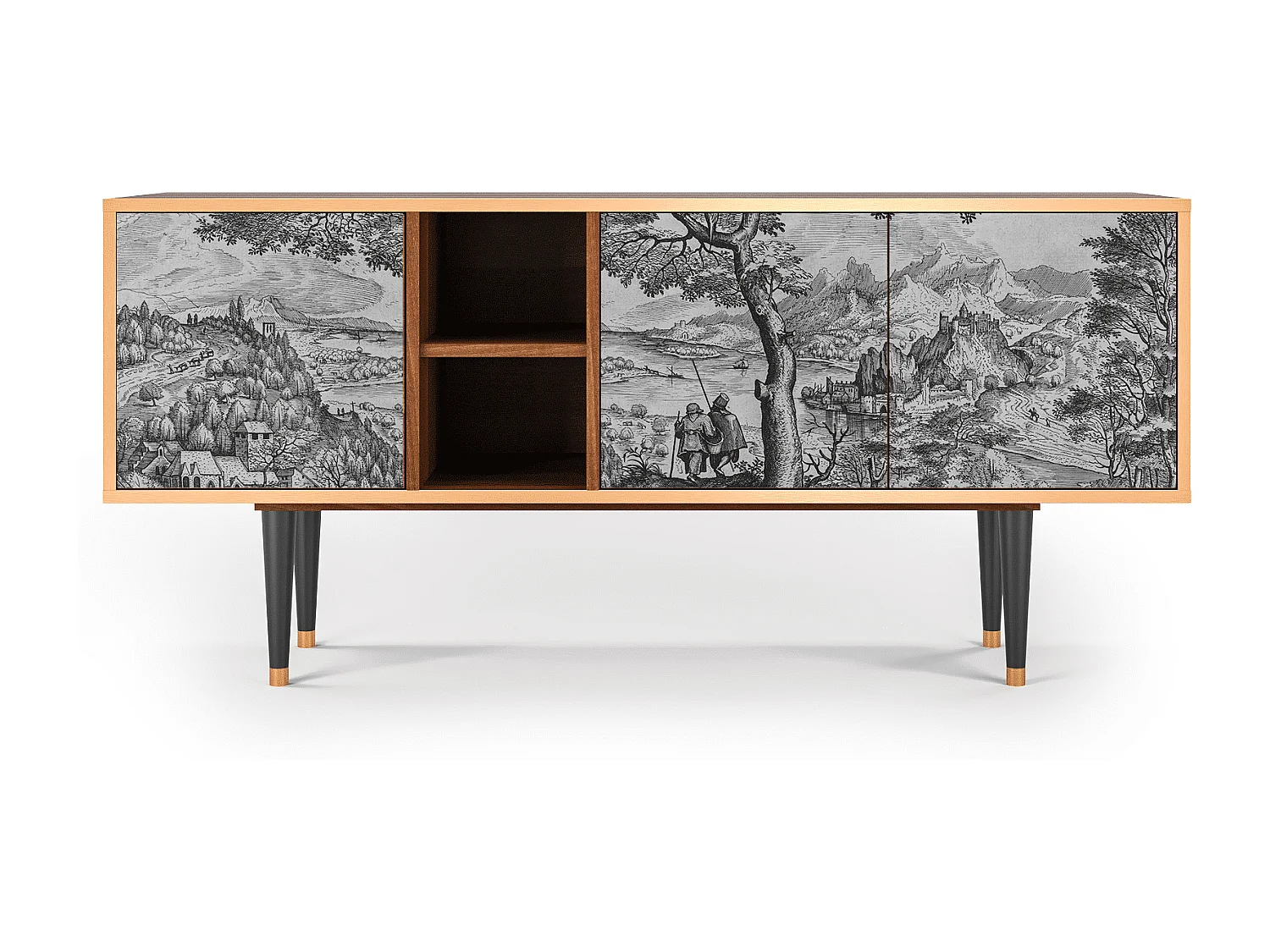 Meuble TV - 150х69х41 cm - T5 - Milites Requiescentes, Noyer