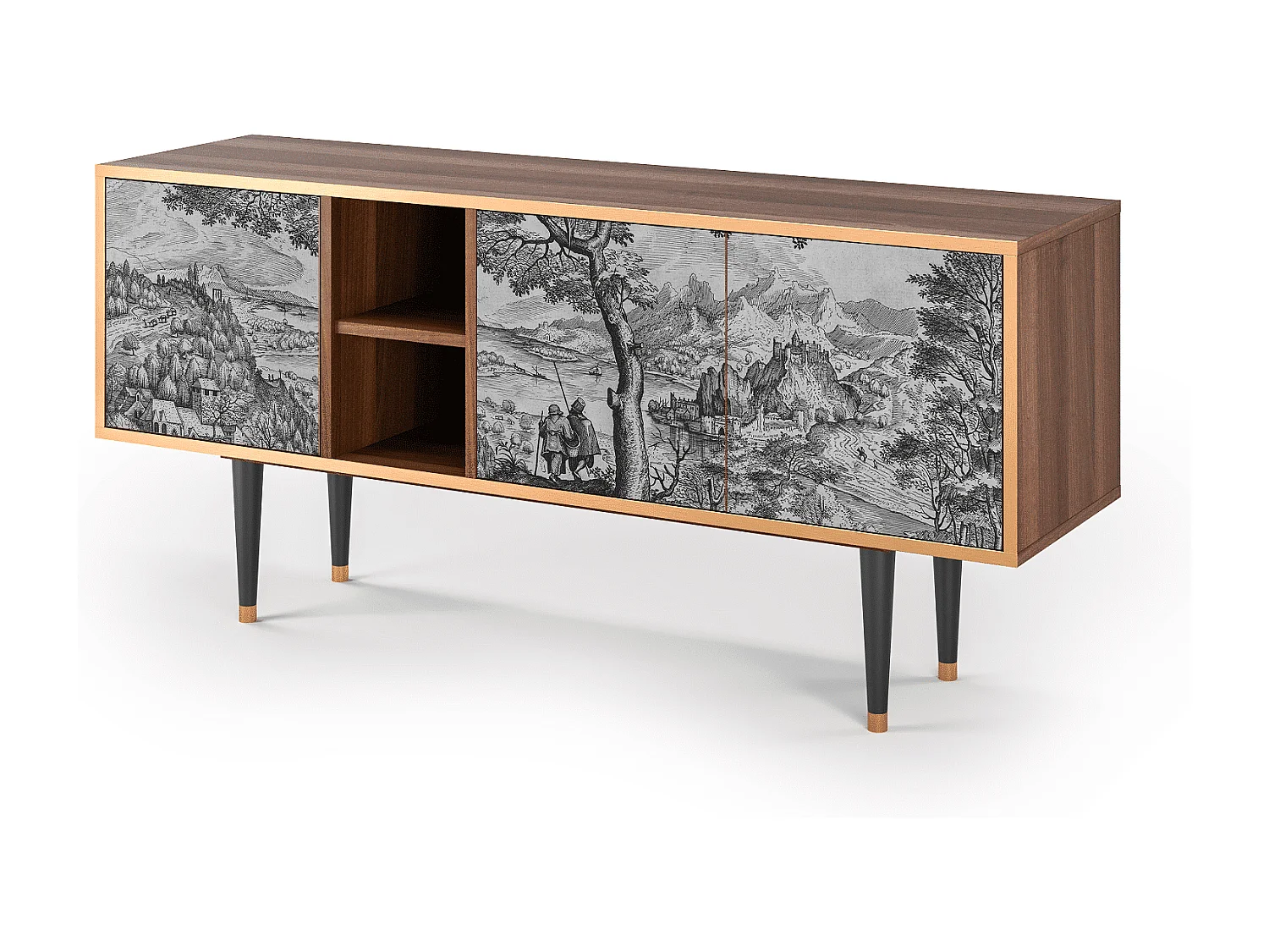 Meuble TV - 150х69х41 cm - T5 - Milites Requiescentes, Noyer