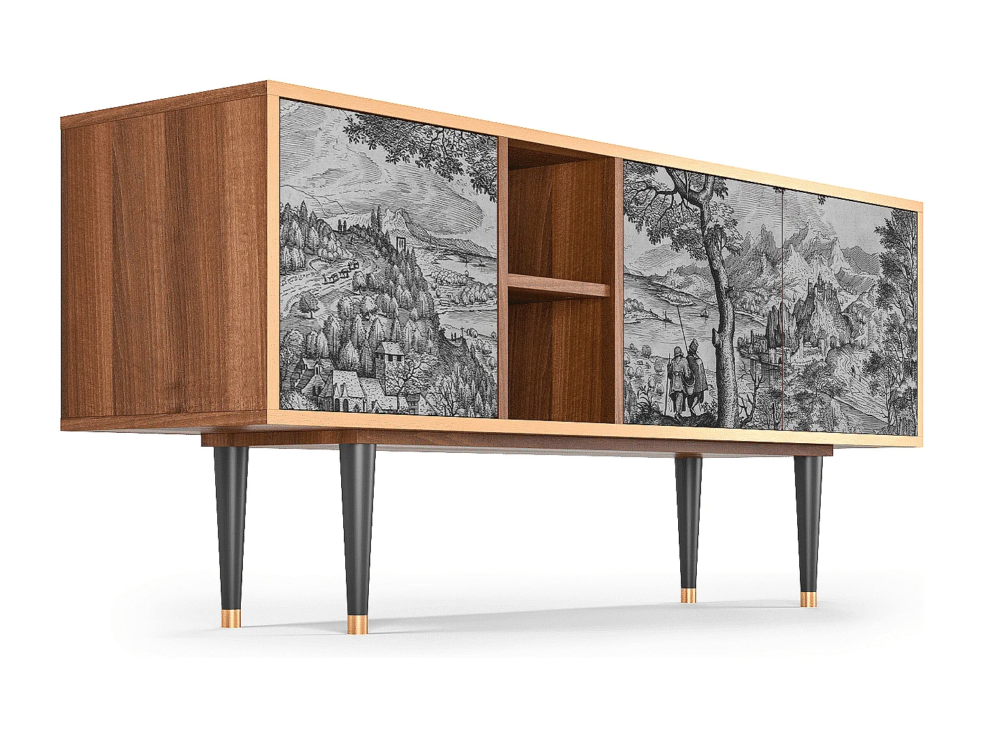 Meuble TV - 150х69х41 cm - T5 - Milites Requiescentes, Noyer