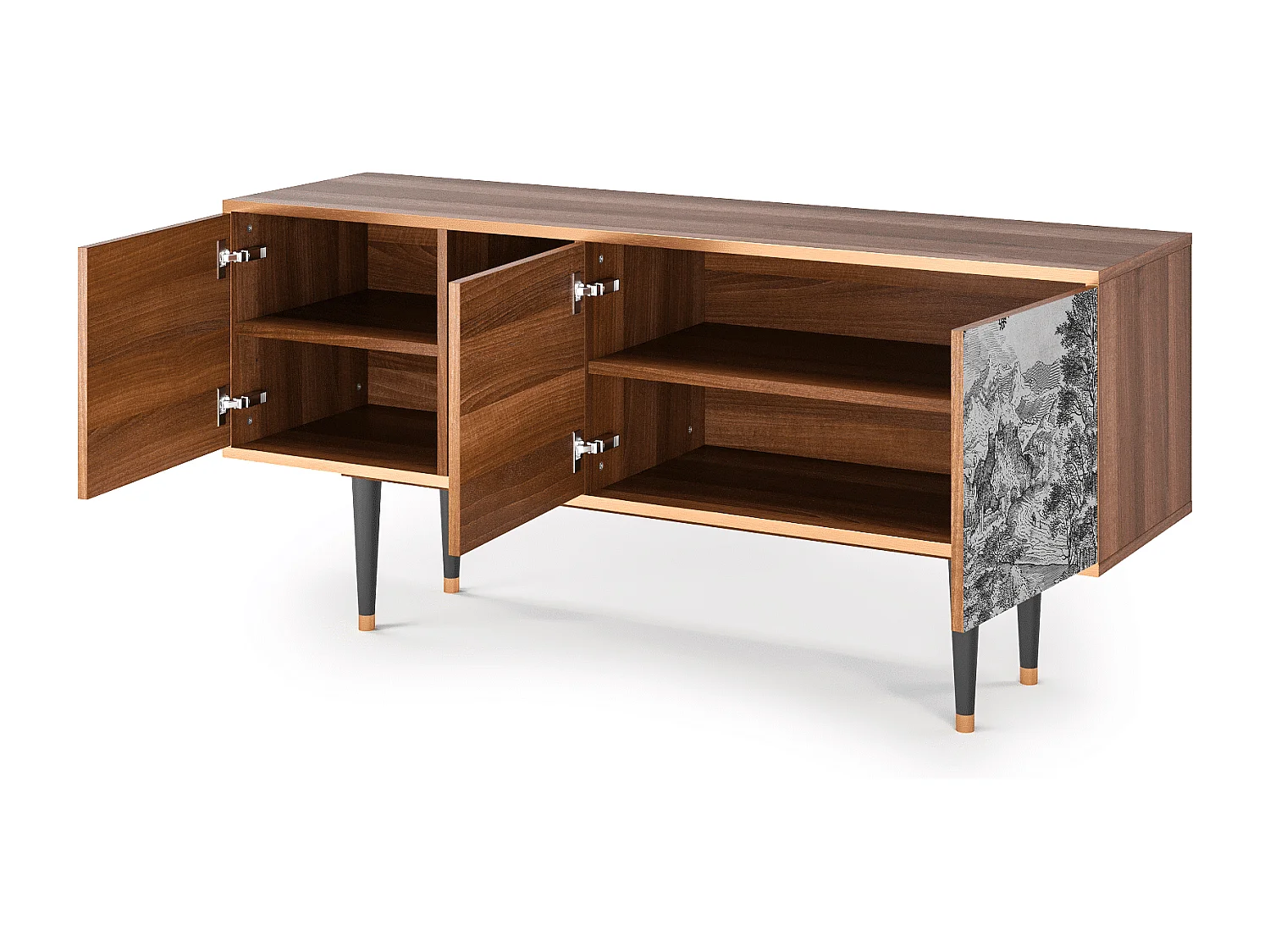 Meuble TV - 150х69х41 cm - T5 - Milites Requiescentes, Noyer