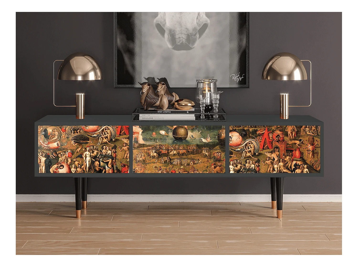Mobile TV - 170х59х48 cm - T4 - Garden of Delights , Antracite