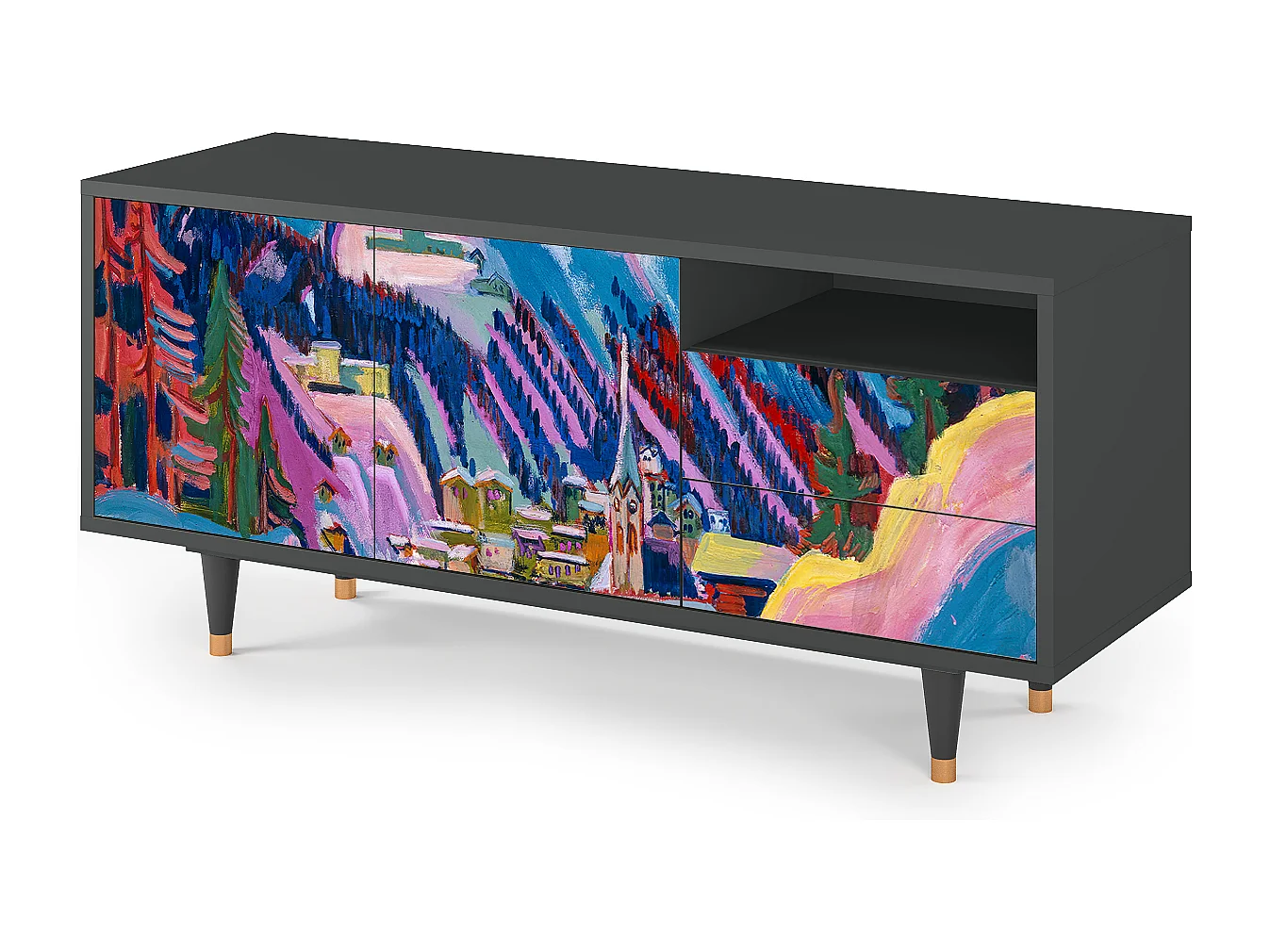 Meuble TV - 125х56х41 cm - T7 - Davos Winter, Anthracite