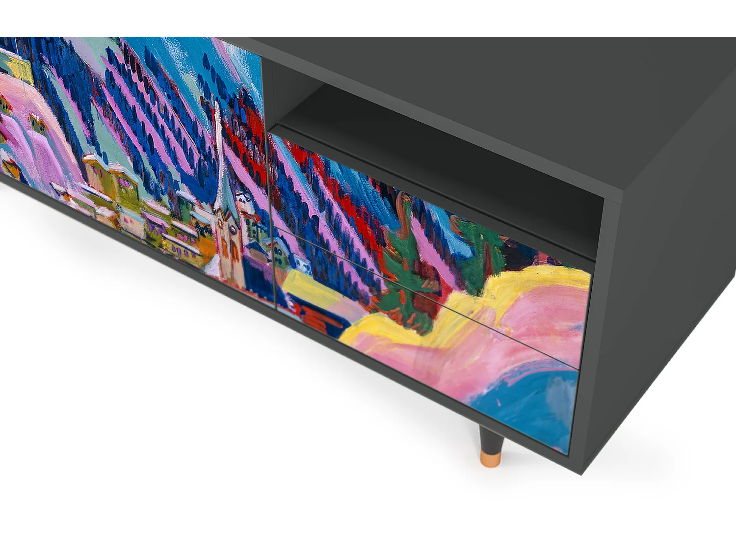 Meuble TV - 125х56х41 cm - T7 - Davos Winter, Anthracite