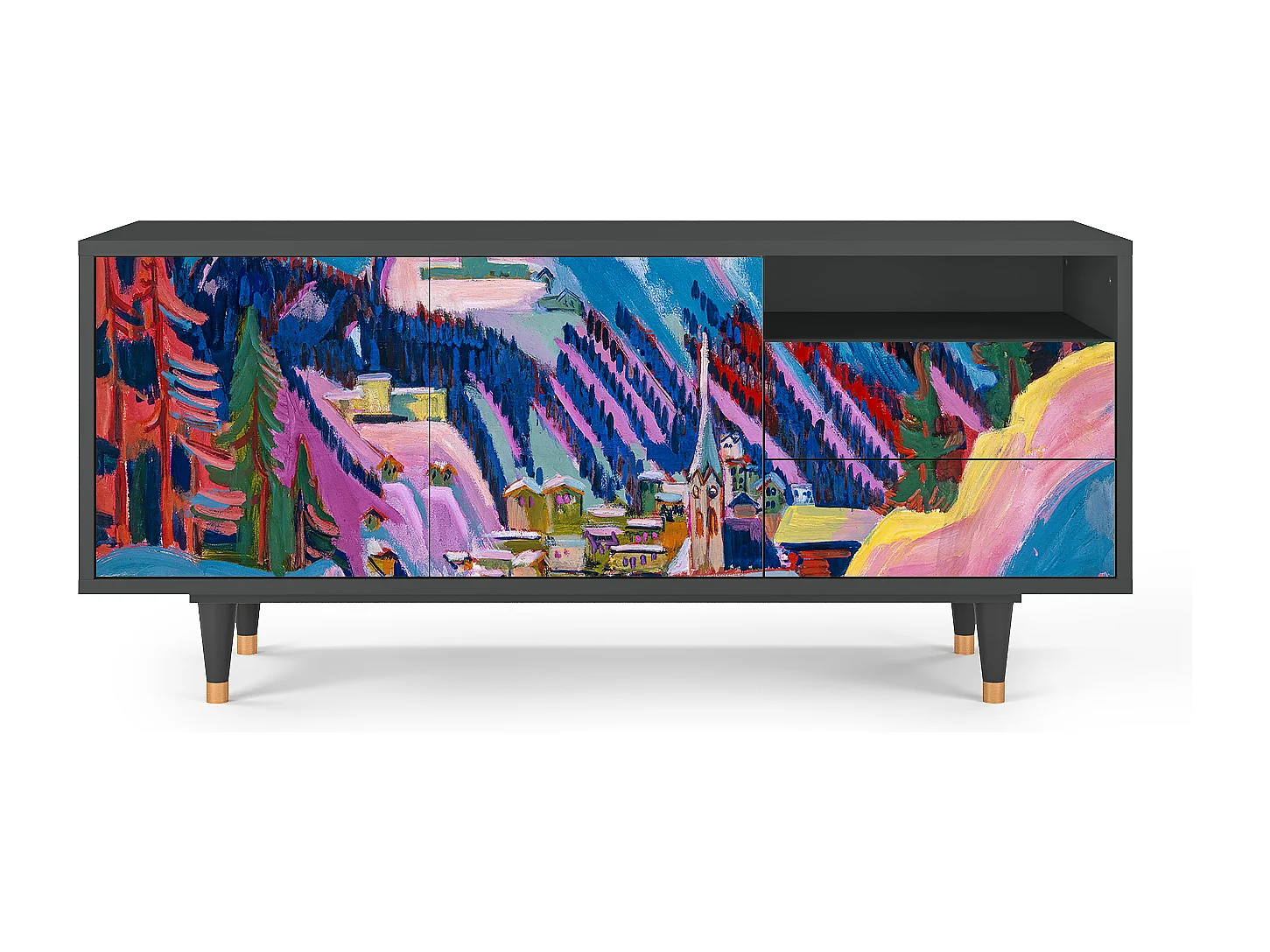 Meuble TV - 125х56х41 cm - T7 - Davos Winter, Anthracite