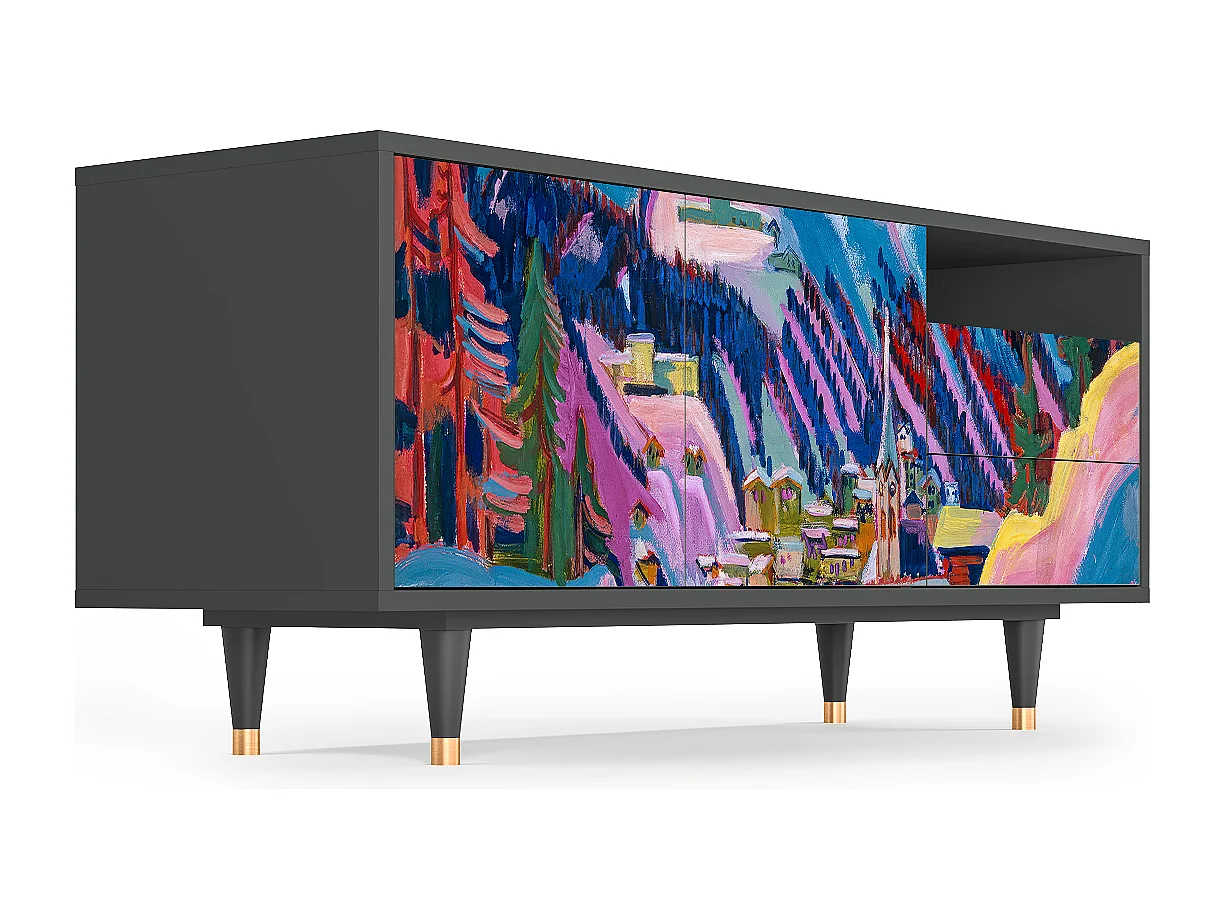 Meuble TV - 125х56х41 cm - T7 - Davos Winter, Anthracite