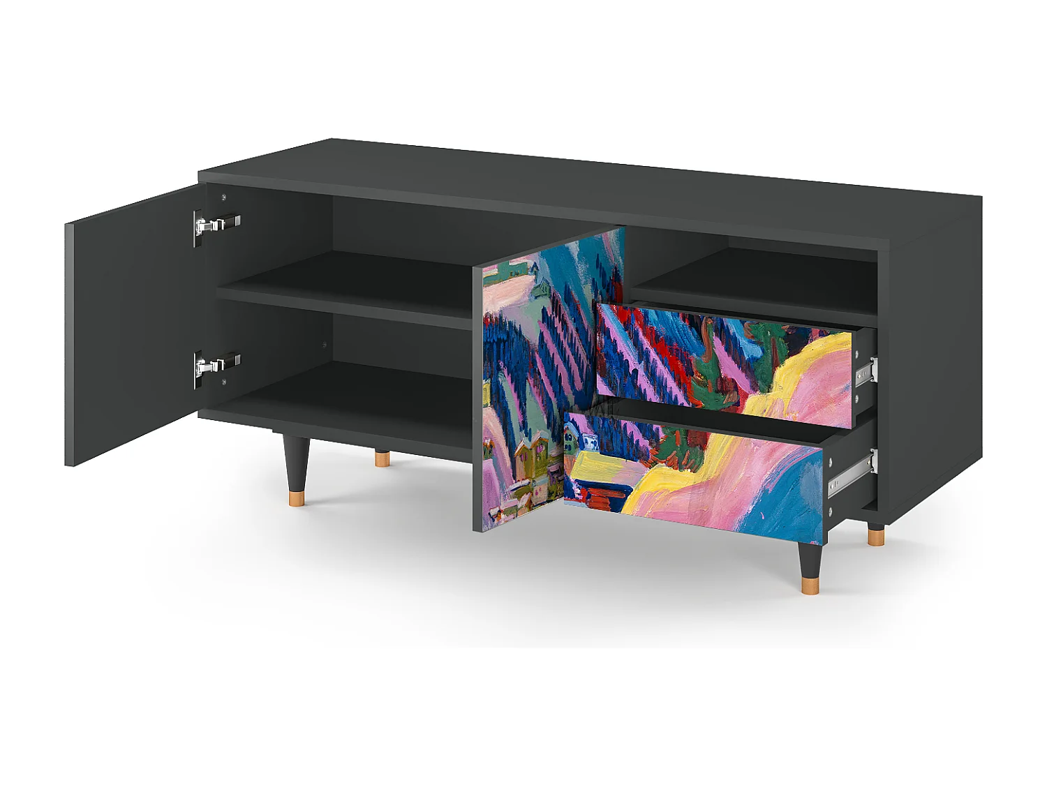 Meuble TV - 125х56х41 cm - T7 - Davos Winter, Anthracite