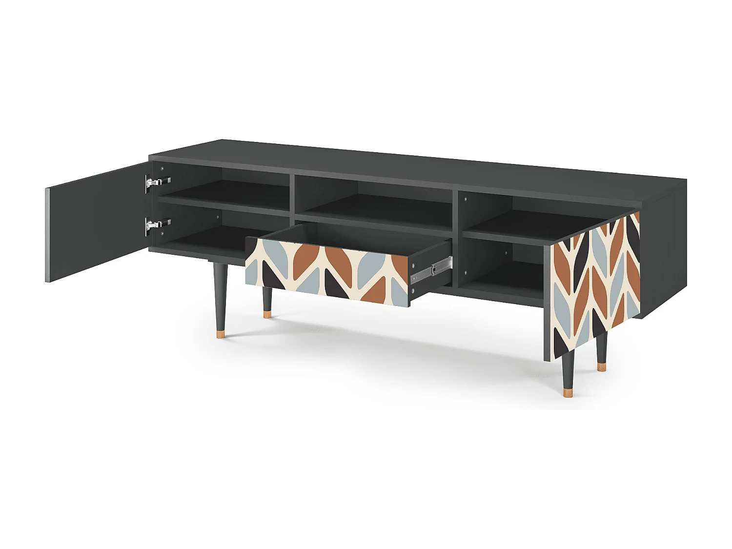 Mueble de TV - 170х59х41 cm - T6 - Beige Laure, Antracita