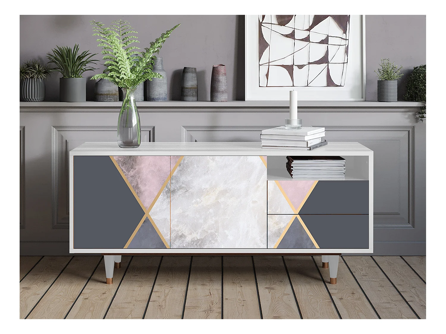 Meuble TV - 125х56х41 cm - T7 - Ideal Harmony, Blanc
