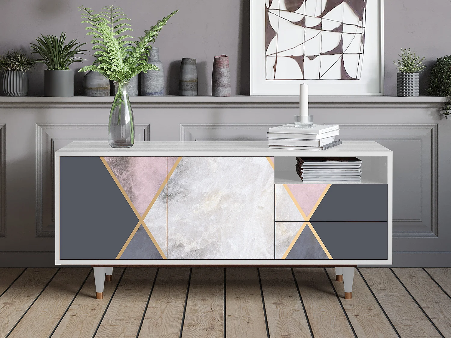 Meuble TV - 125х56х41 cm - T7 - Ideal Harmony, Blanc