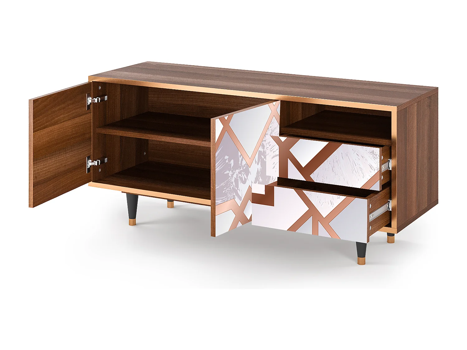 Mueble de TV - 125х56х41 cm - T7 - Pastel Fairytale, Nogal