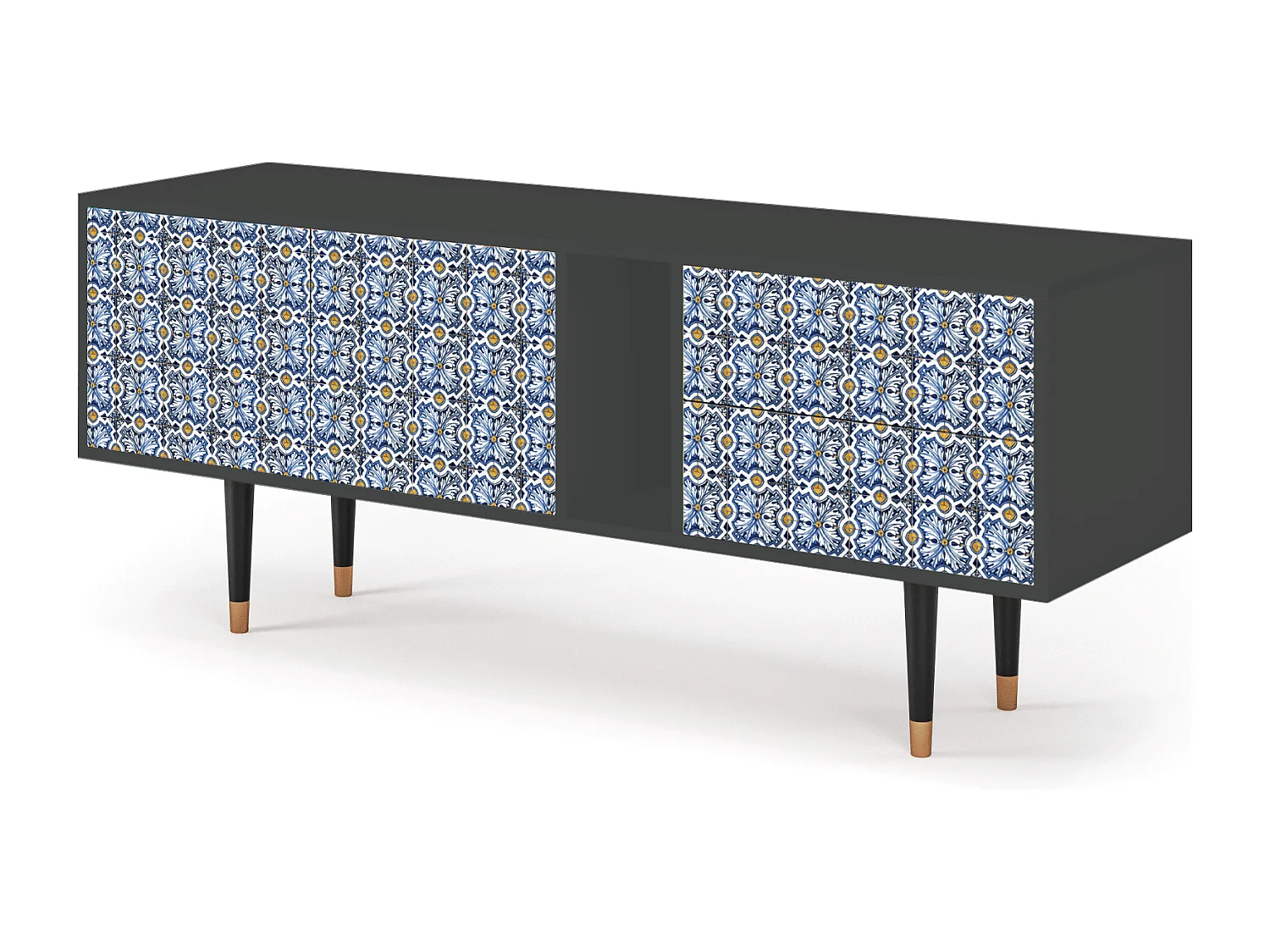 Mueble de TV - 170х69х48 cm - T1 - Lovely Cornflowers, Antracite