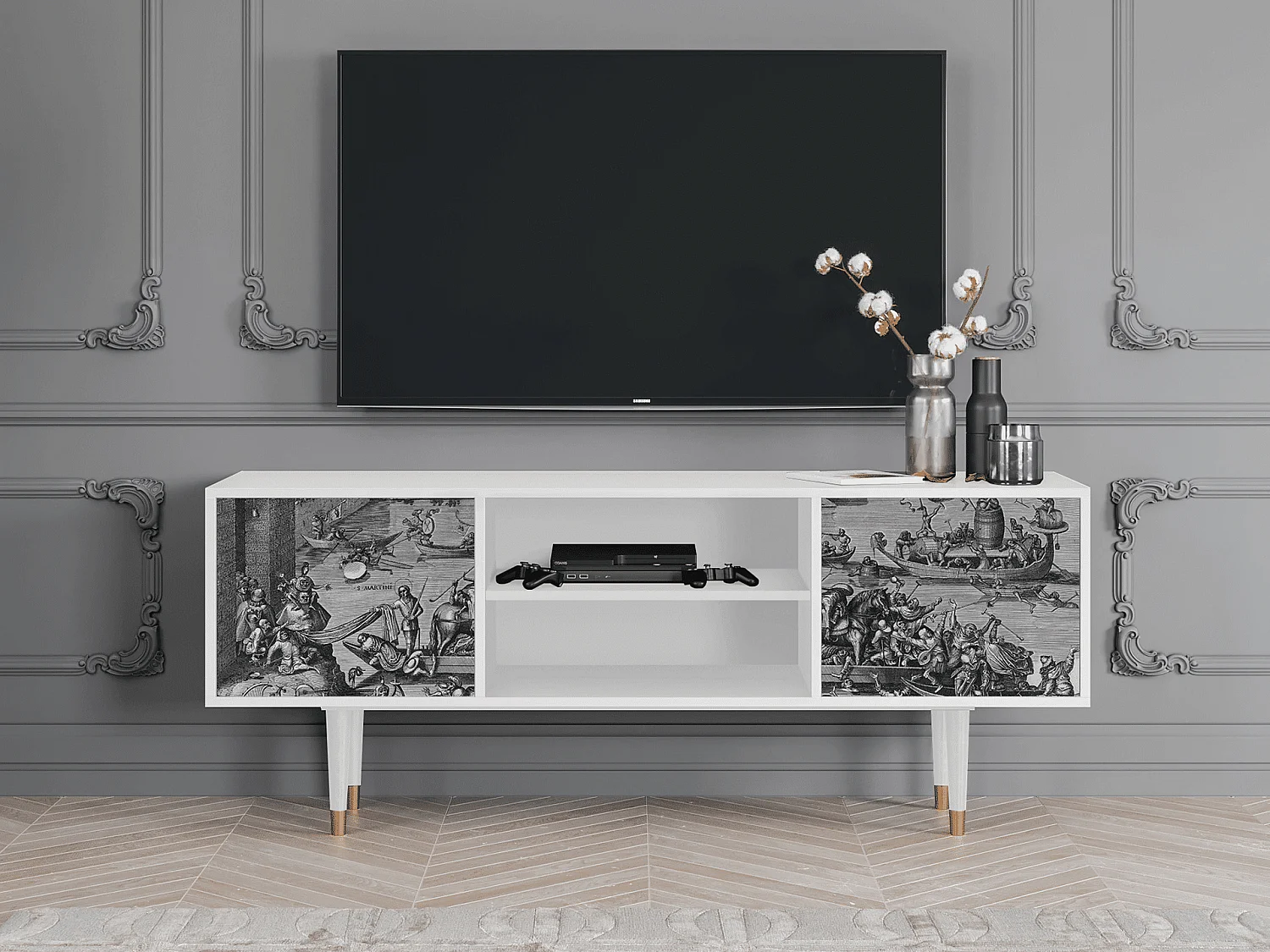Mueble de TV - 170х69х48 cm - T2 - Saint Martin, Branco