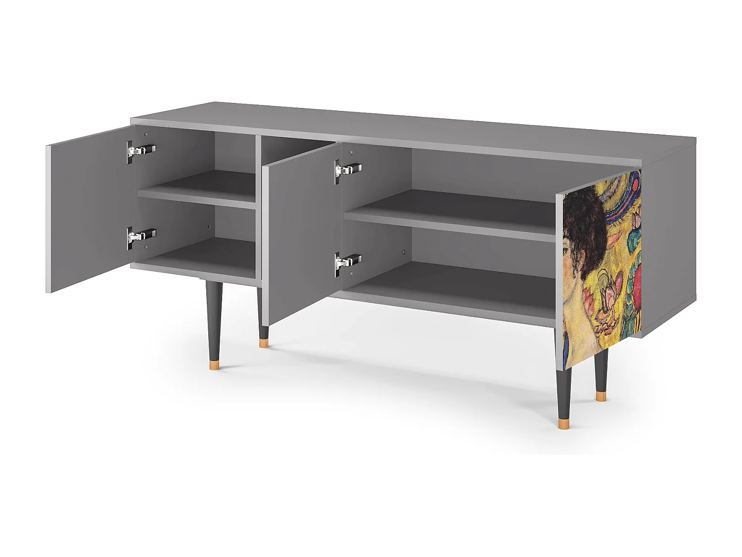 Mueble de TV - 150х69х41 cm - T5 - Lady with Fan by Klimt, Cinza