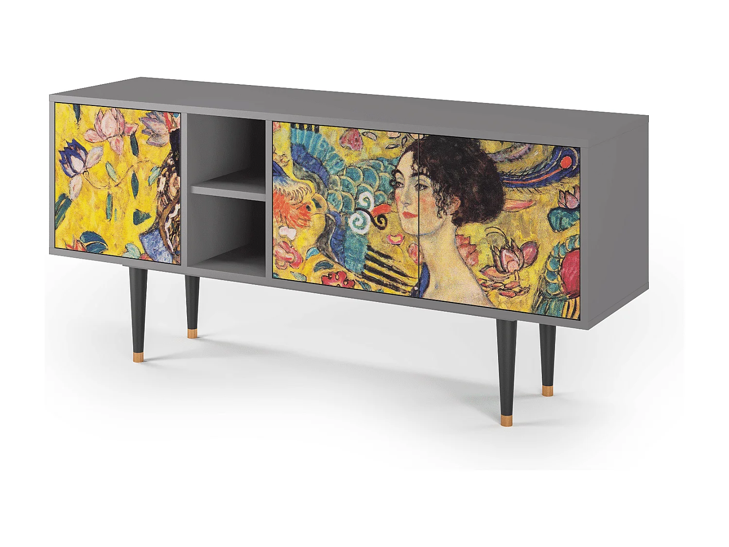 TV-meubel - 150х69х41 cm - T5 - Lady with Fan by Klimt, Grijs