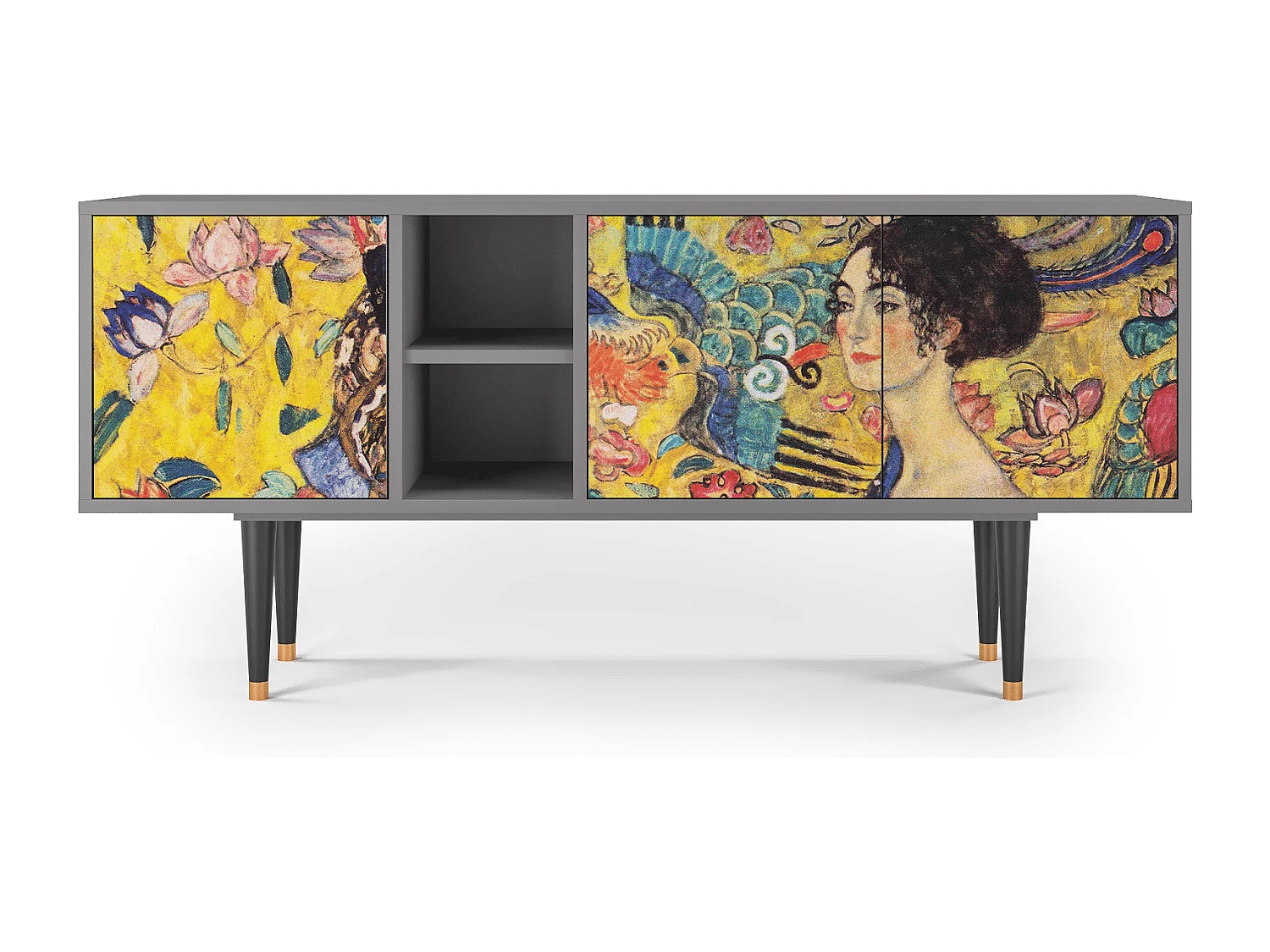 Mobile TV - 150х69х41 cm - T5 - Lady with Fan by Klimt, Grigio