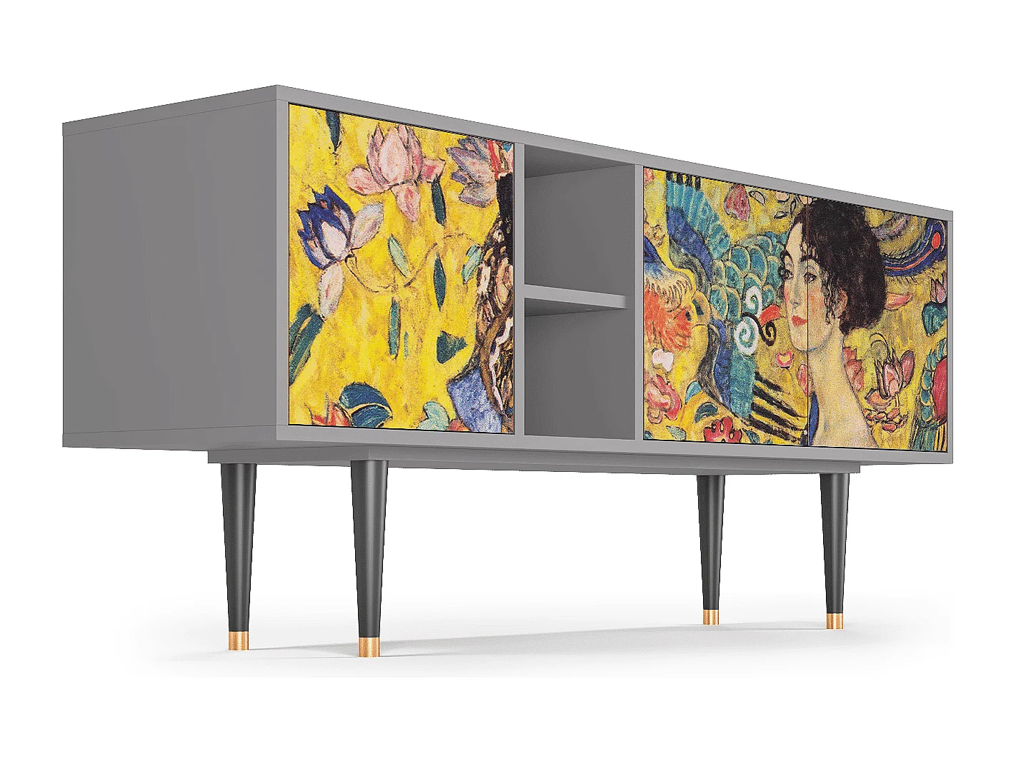 Mobile TV - 150х69х41 cm - T5 - Lady with Fan by Klimt, Grigio