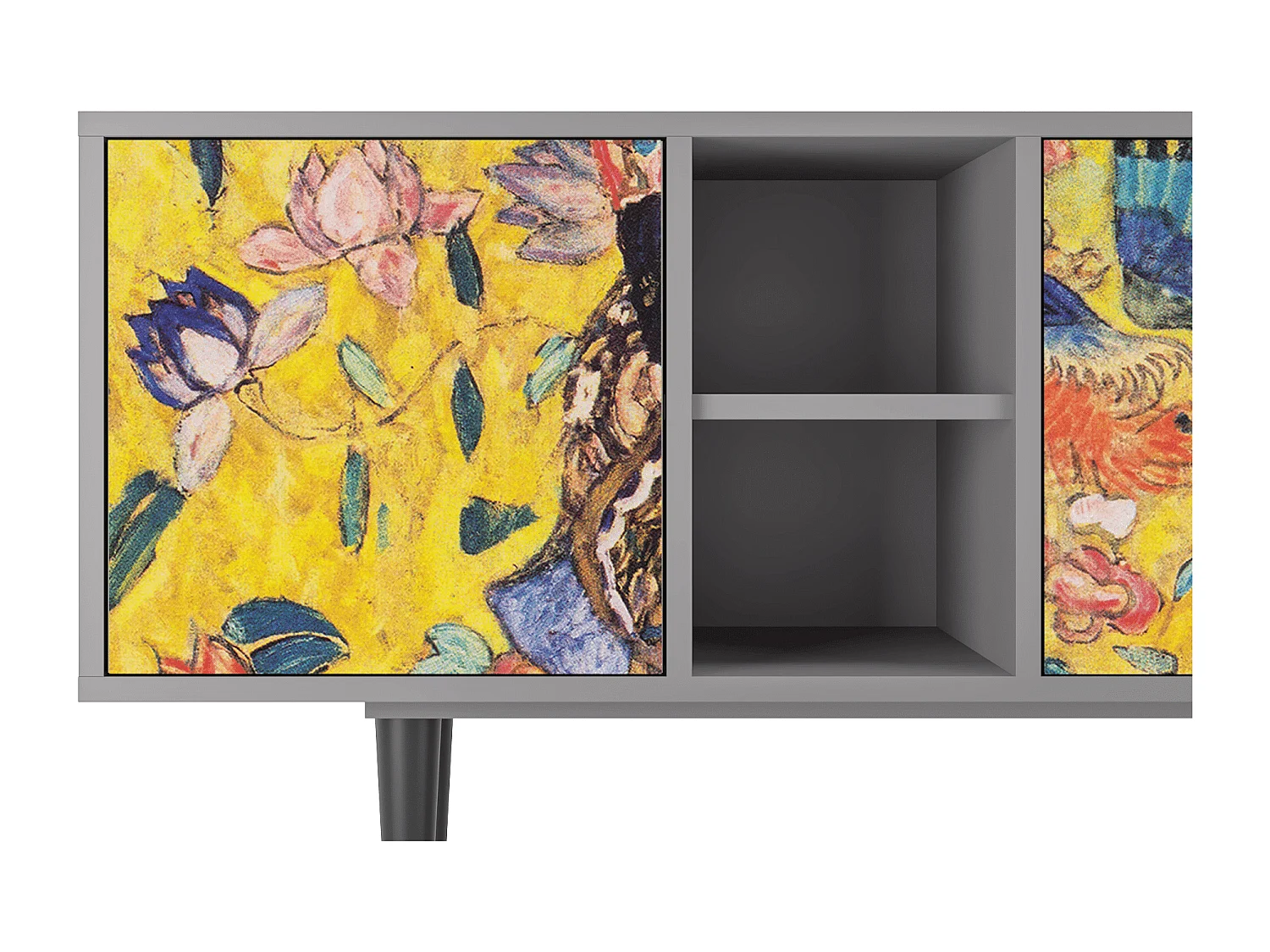 Mobile TV - 150х69х41 cm - T5 - Lady with Fan by Klimt, Grigio