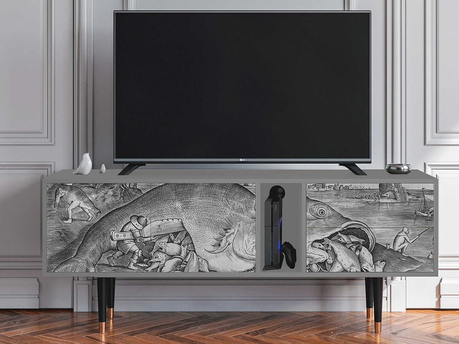 Meuble TV - 170х69х48 cm - T1 - Big Fish Eat Little, Gris