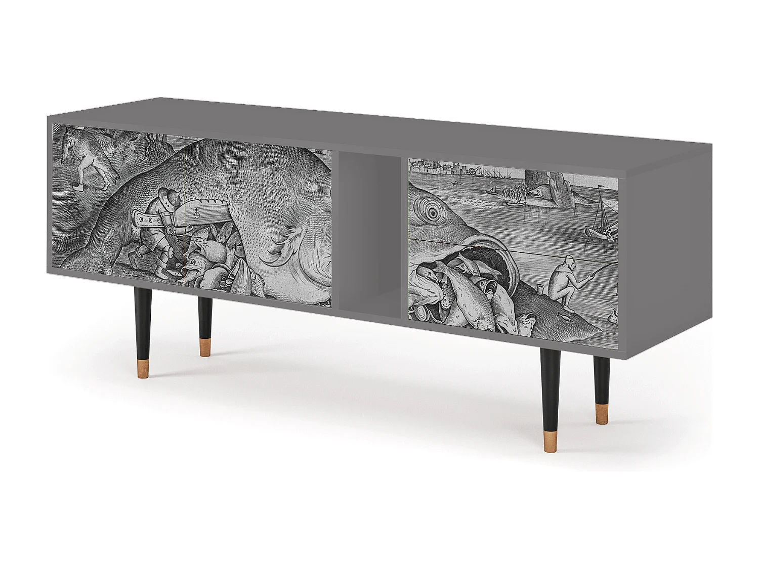 Mueble de TV - 170х69х48 cm - T1 - Big Fish Eat Little, Cinza