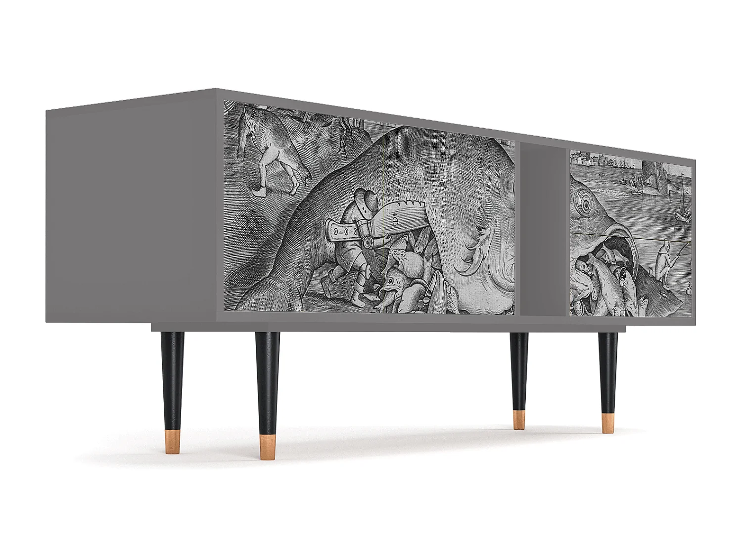 Mueble de TV - 170х69х48 cm - T1 - Big Fish Eat Little, Cinza