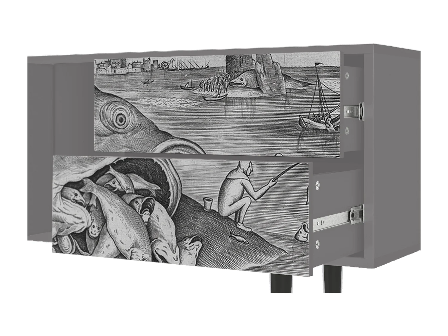 Mueble de TV - 170х69х48 cm - T1 - Big Fish Eat Little, Cinza