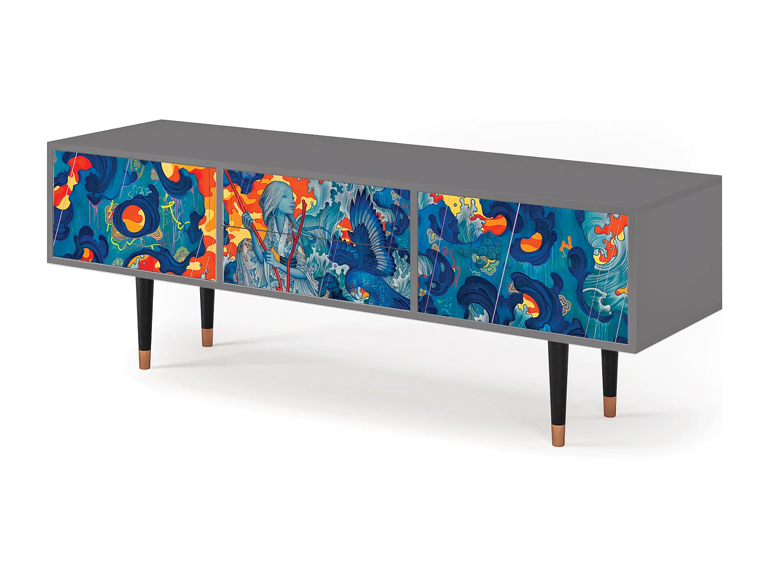 Meuble TV - 170х59х48 cm - T4 - The Girl - James Jean, Gris