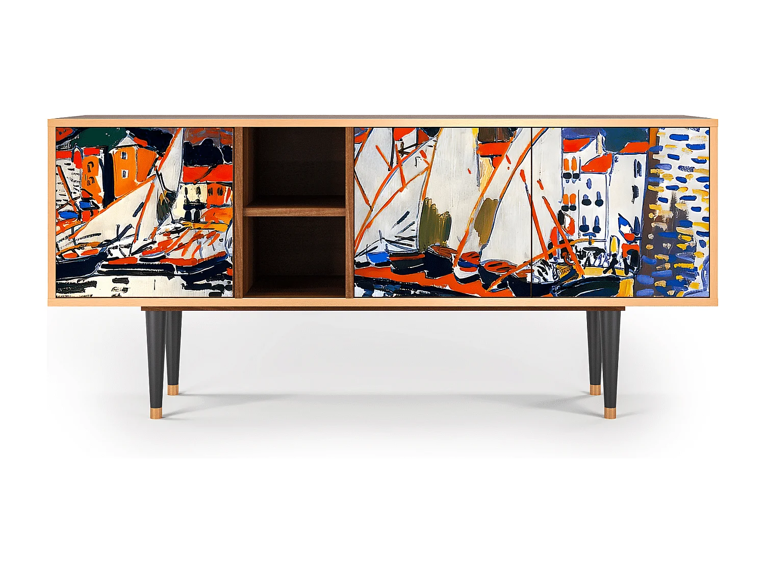 TV-Möbel - 150х69х41 cm - T5 - Le Séchage des voiles , Walnuss