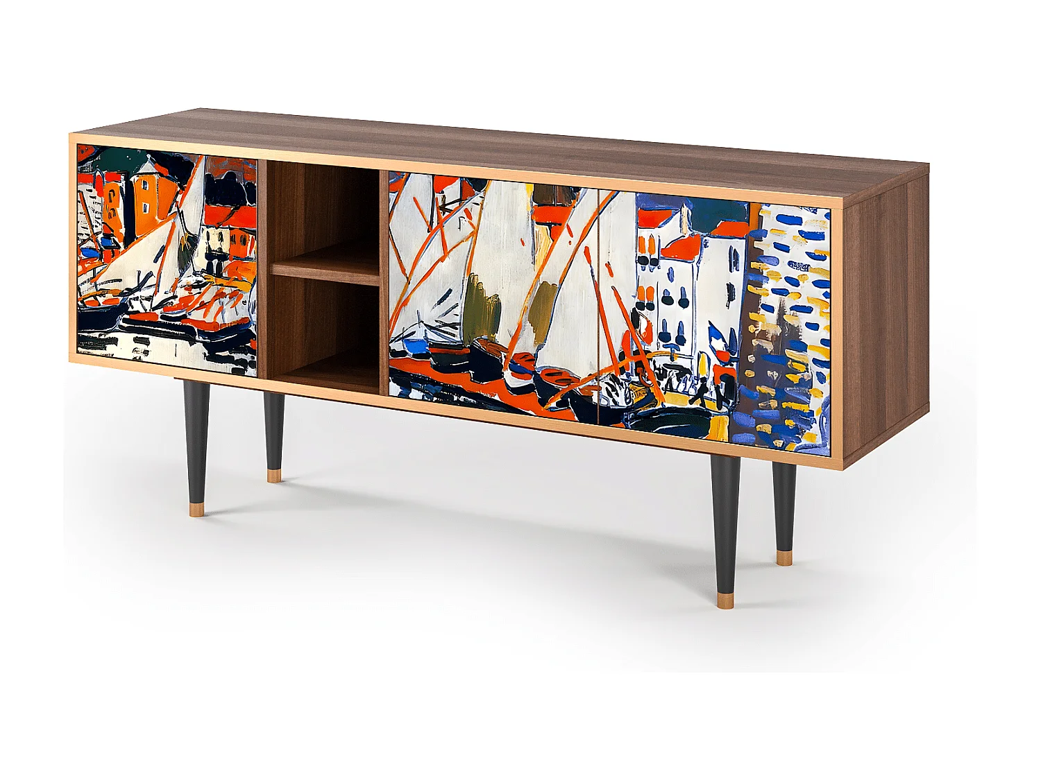 TV-Möbel - 150х69х41 cm - T5 - Le Séchage des voiles , Walnuss